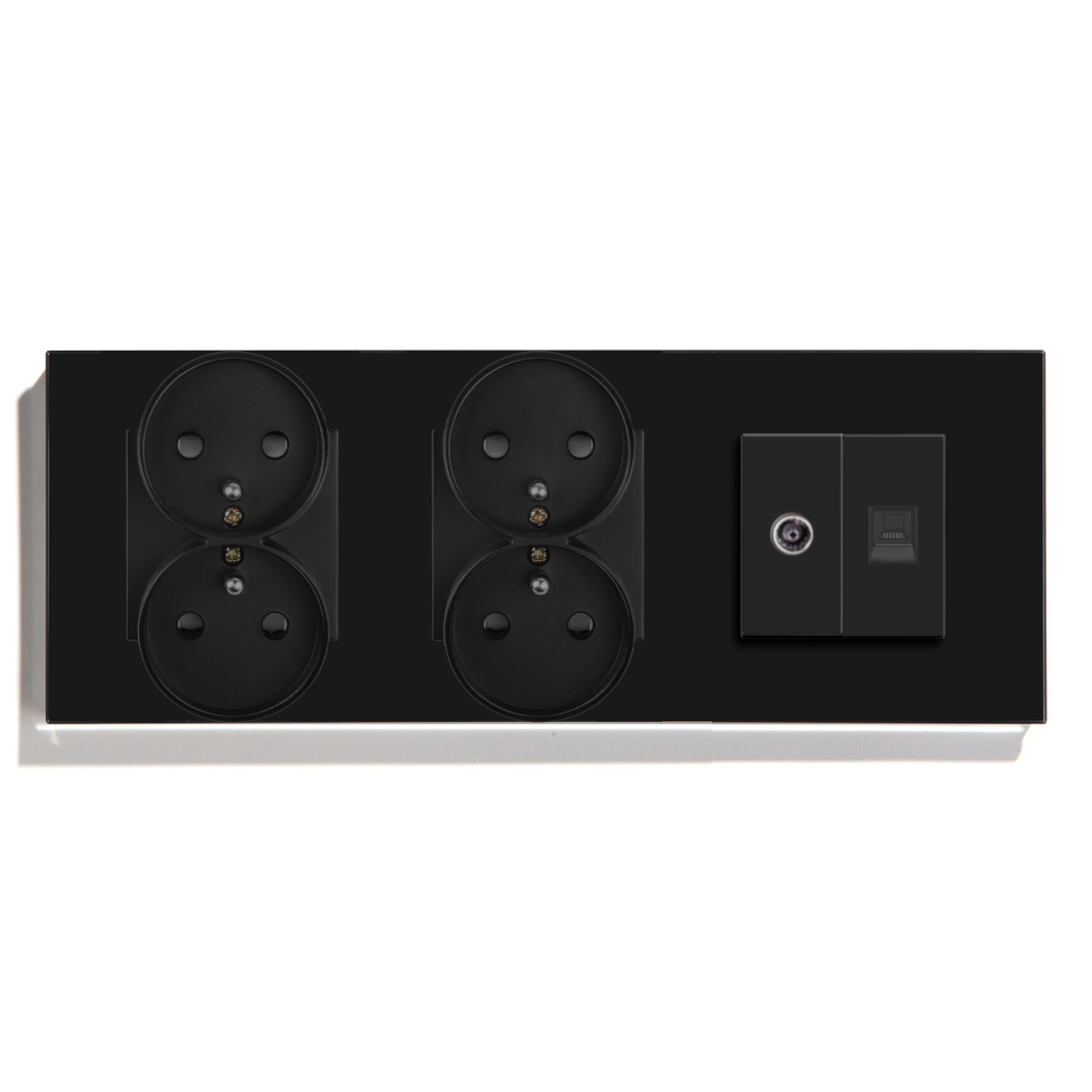 Elektrická Zásuvka Skleněná Trojitá 3F 229 mm Tv Anténa Internet RJ45 CAT5e