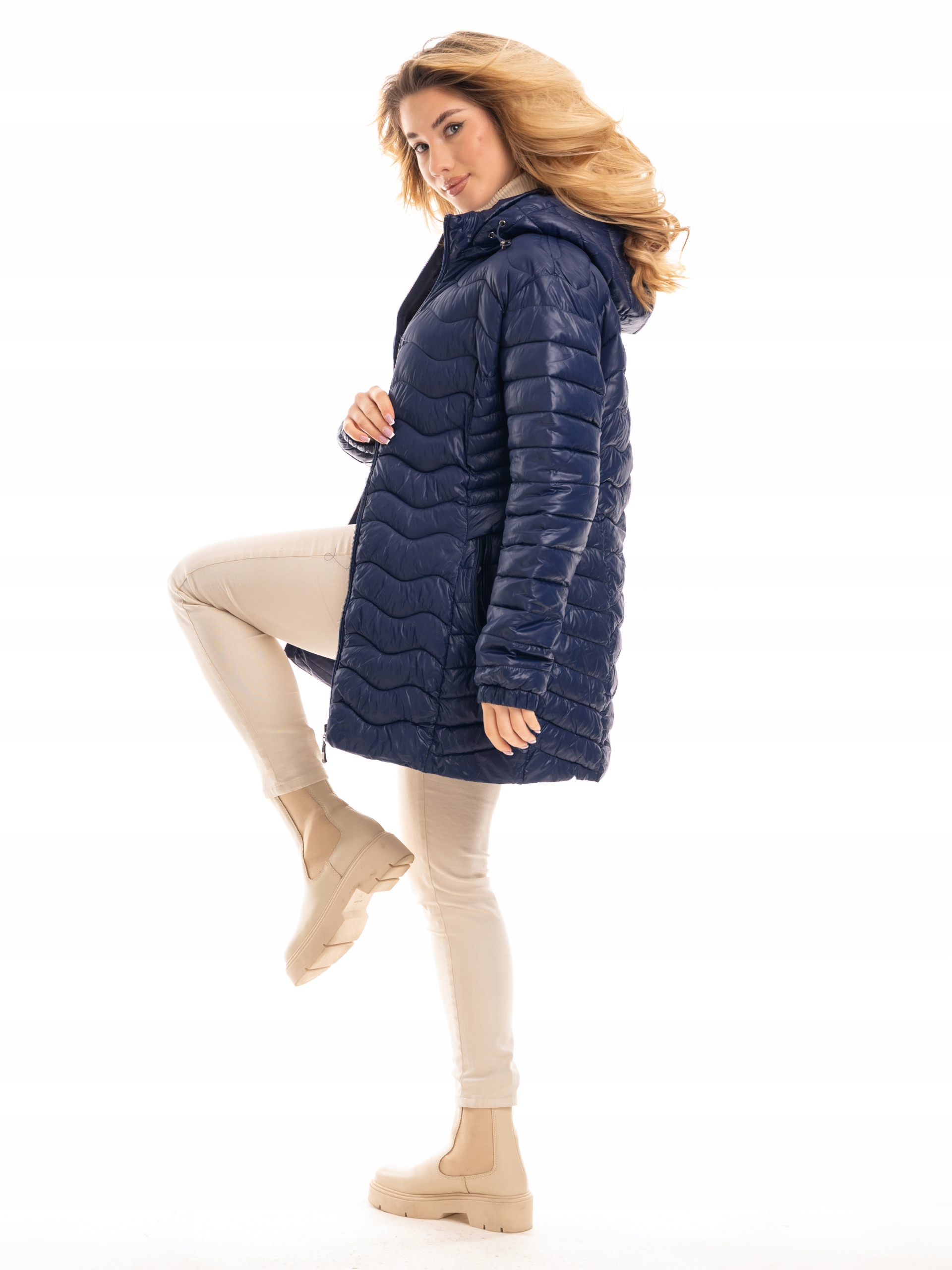 Piękna Modna Przejściowa KURTKA Damska Dużo Rozmiarów 252 Kaptur z kapturem