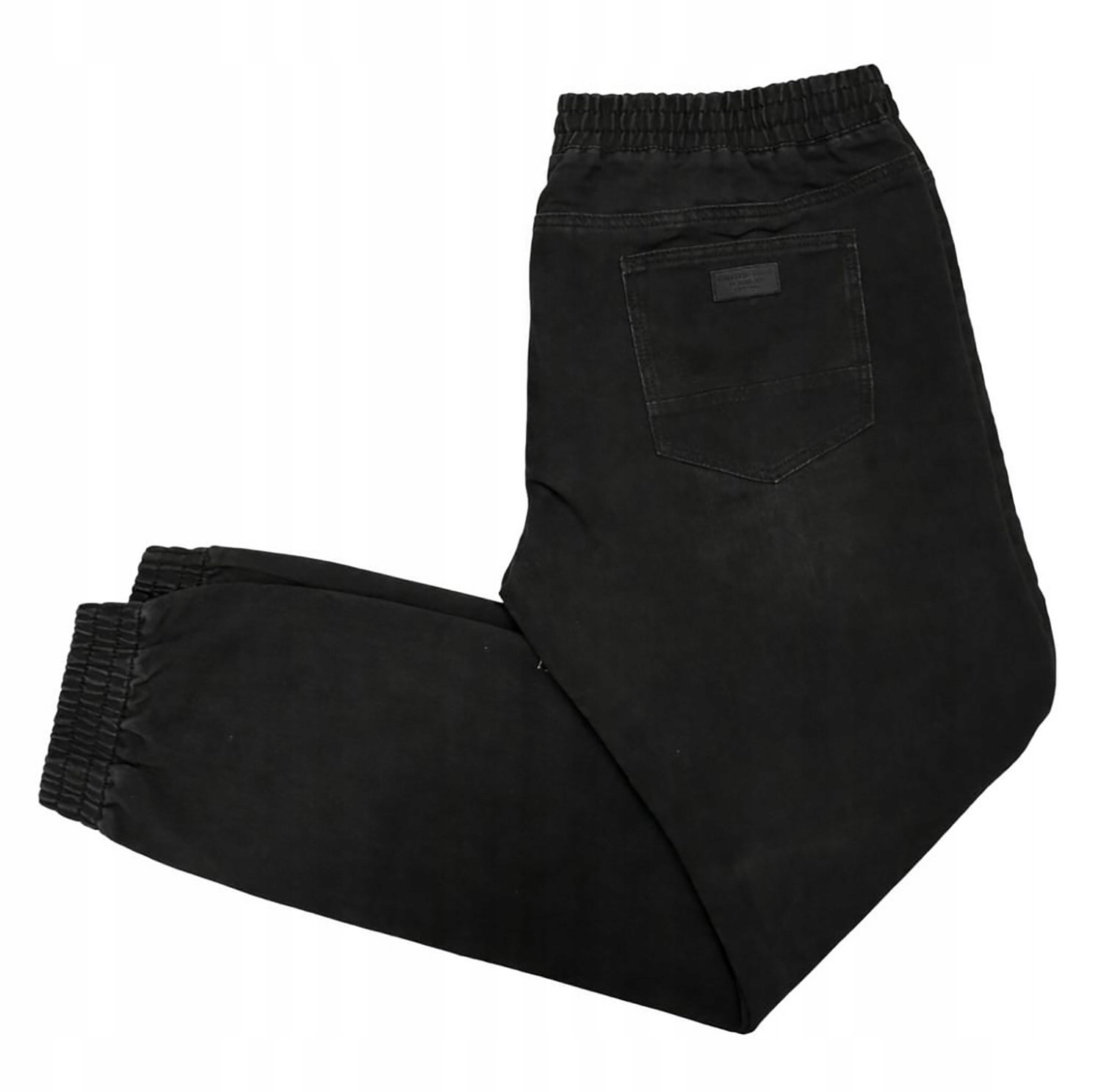 3XL Velké kalhoty Joggery jeans Černé Stahovací pásek Pas do 114 cm