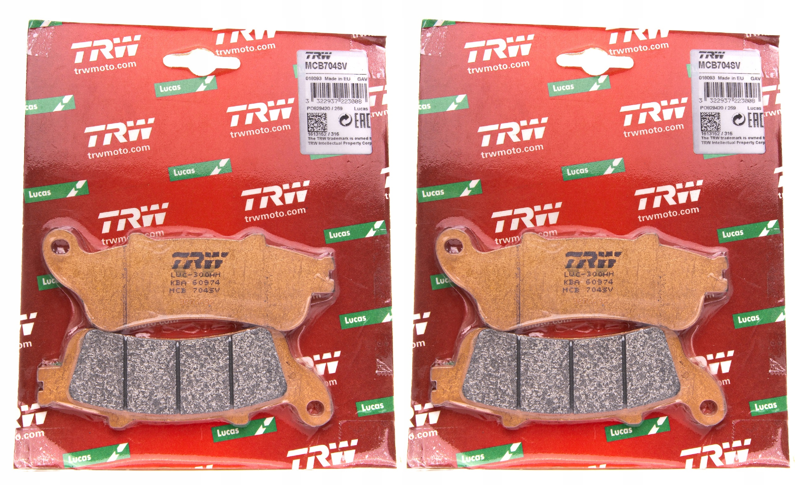 MCB704SV - ТОРМОЗНЫЕ КОЛОДКИ TRW HONDA CBR 1100 XX 97-08 ПЕРЕДНИЕ