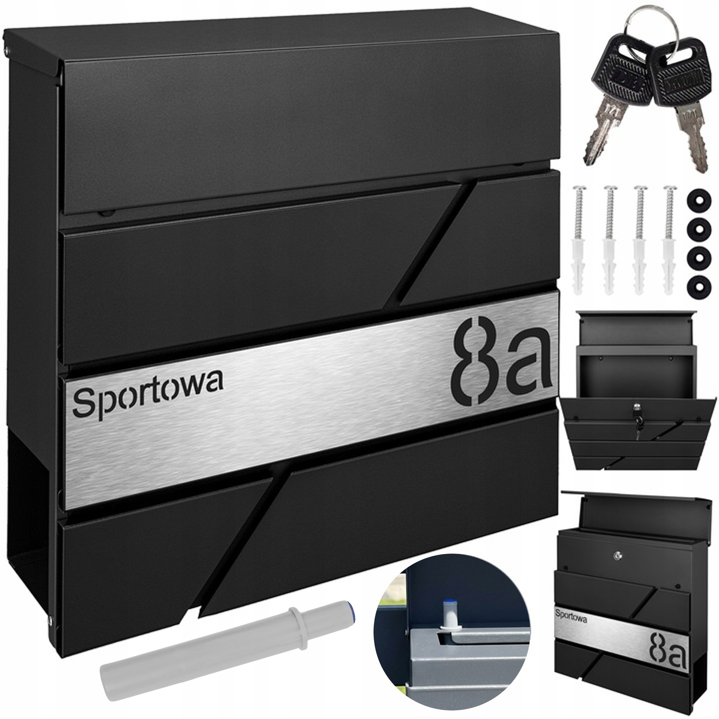 Moderní Poštovní Schránka Černý Laminát Gravírování Tiché Zavírání Personalizace