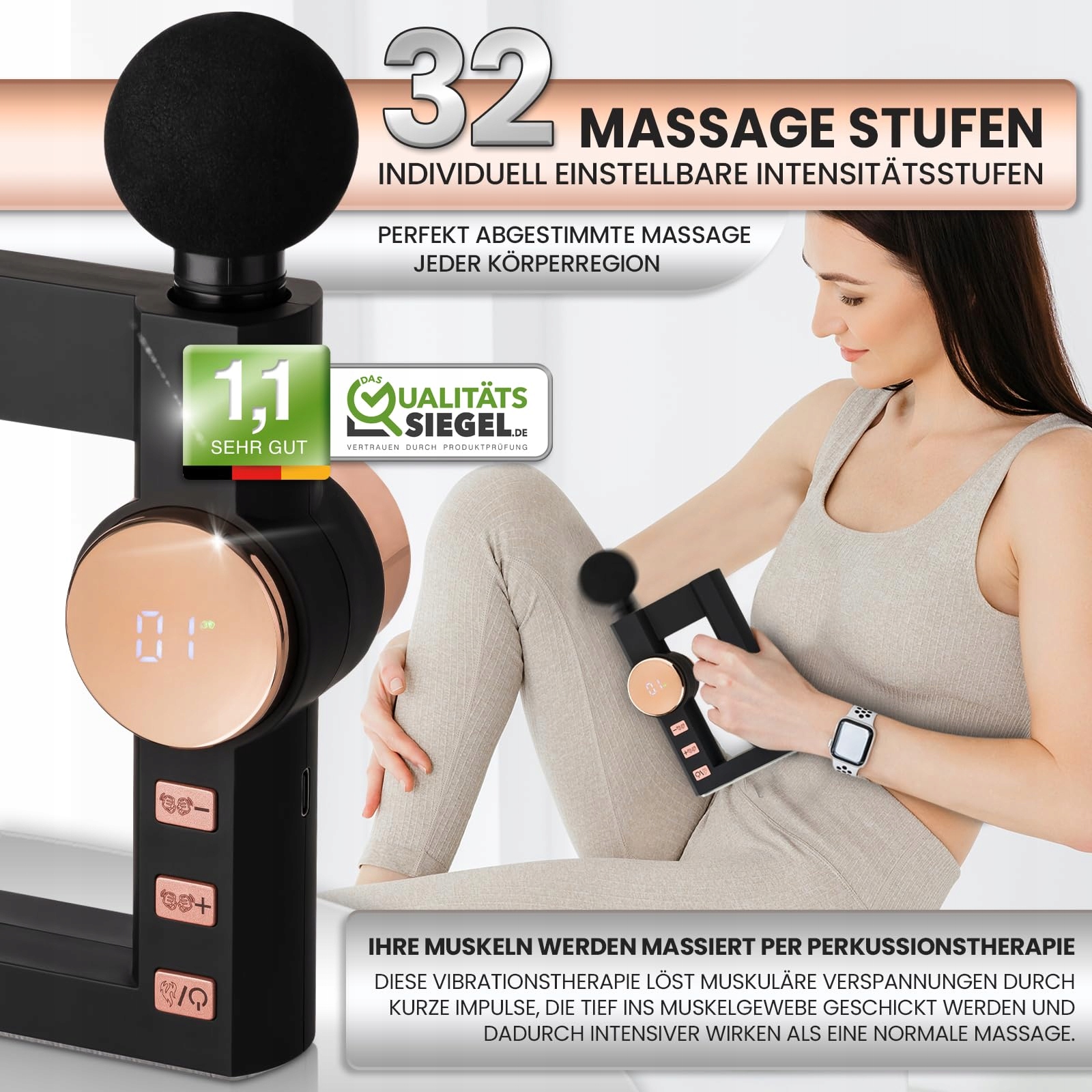 GRUNDIG Pistolet Masażu: 4 Poziomy Grzania, 32 Tryby Masażu — miniatura 2