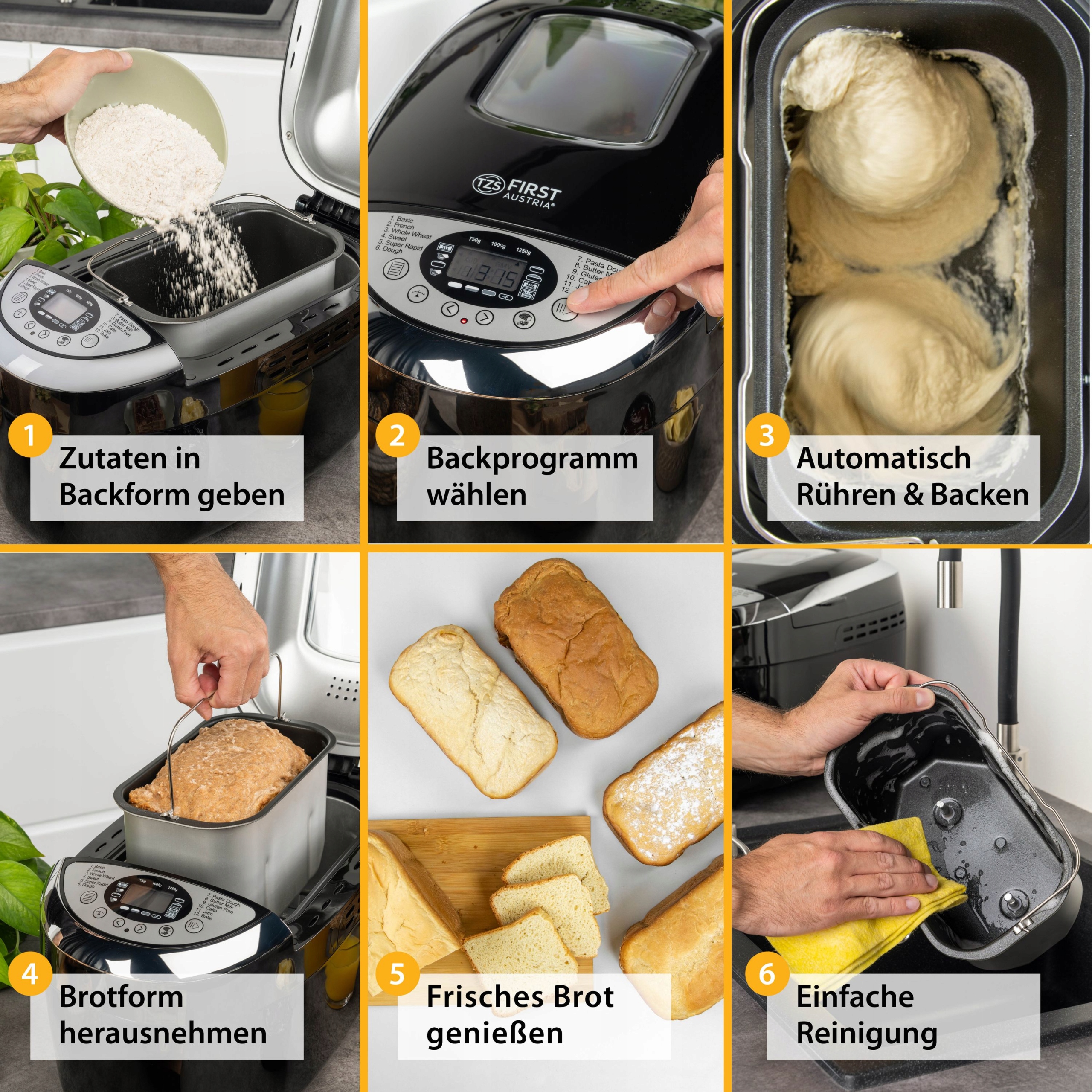 Wypiekacz do chleba automat 12 PROG. FIRST AUSTRIA Waga produktu z opakowaniem jednostkowym 7.3 kg