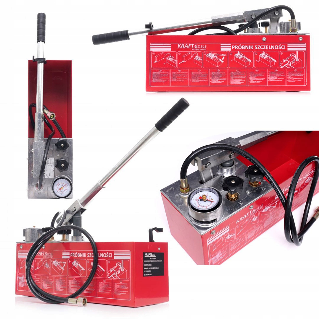 Kontrolní čerpadlo pro tlakové zkoušky 0-50 kg 45 ml 12 l Kraft&Dele