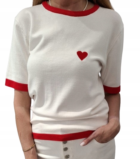 Yarn Premium Svetrová halenka bílá červené srdíčko Novinka