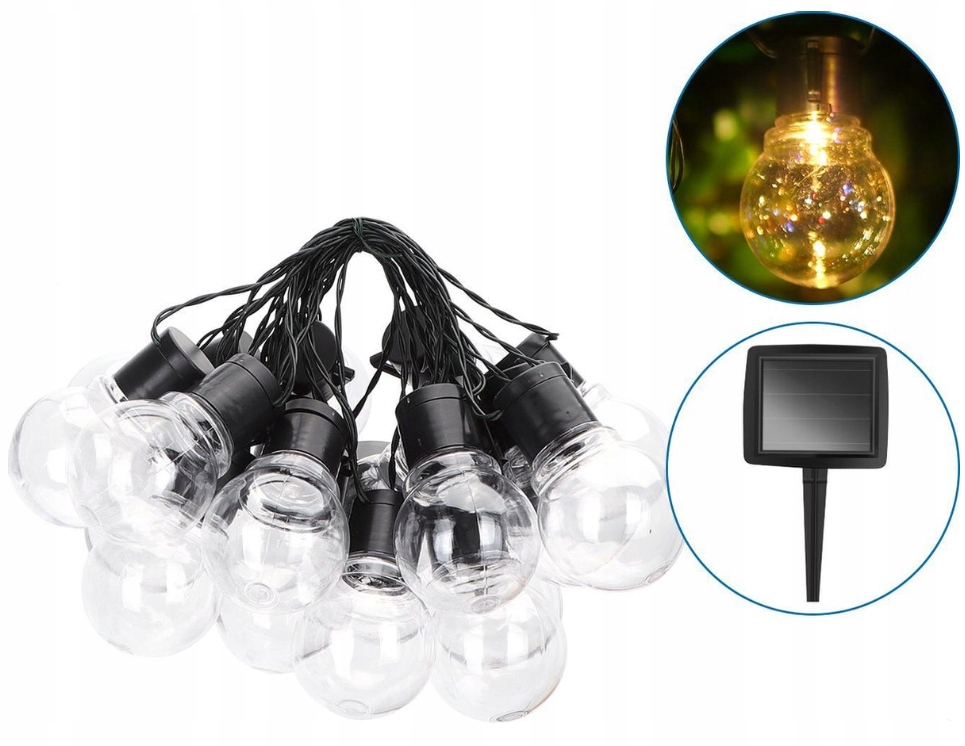 GIRLANDA LAMPKI OGRODOWE SOLARNE SZNUR 5,8M 20 LED EAN (GTIN) 8433325208813