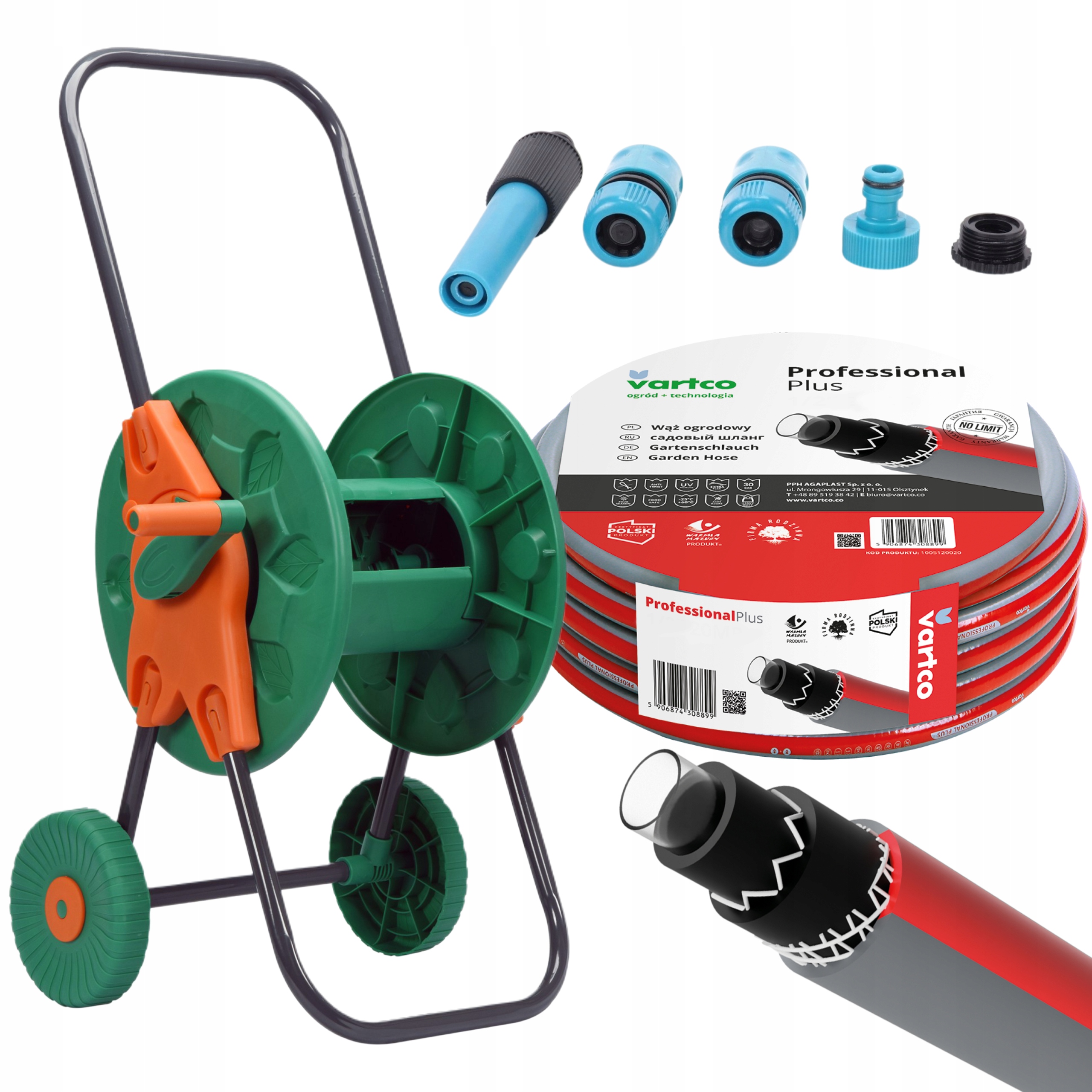 

Neo Wózek Wąż Ogrodowy 6-WARSTW 30m 1/2 Zraszacz