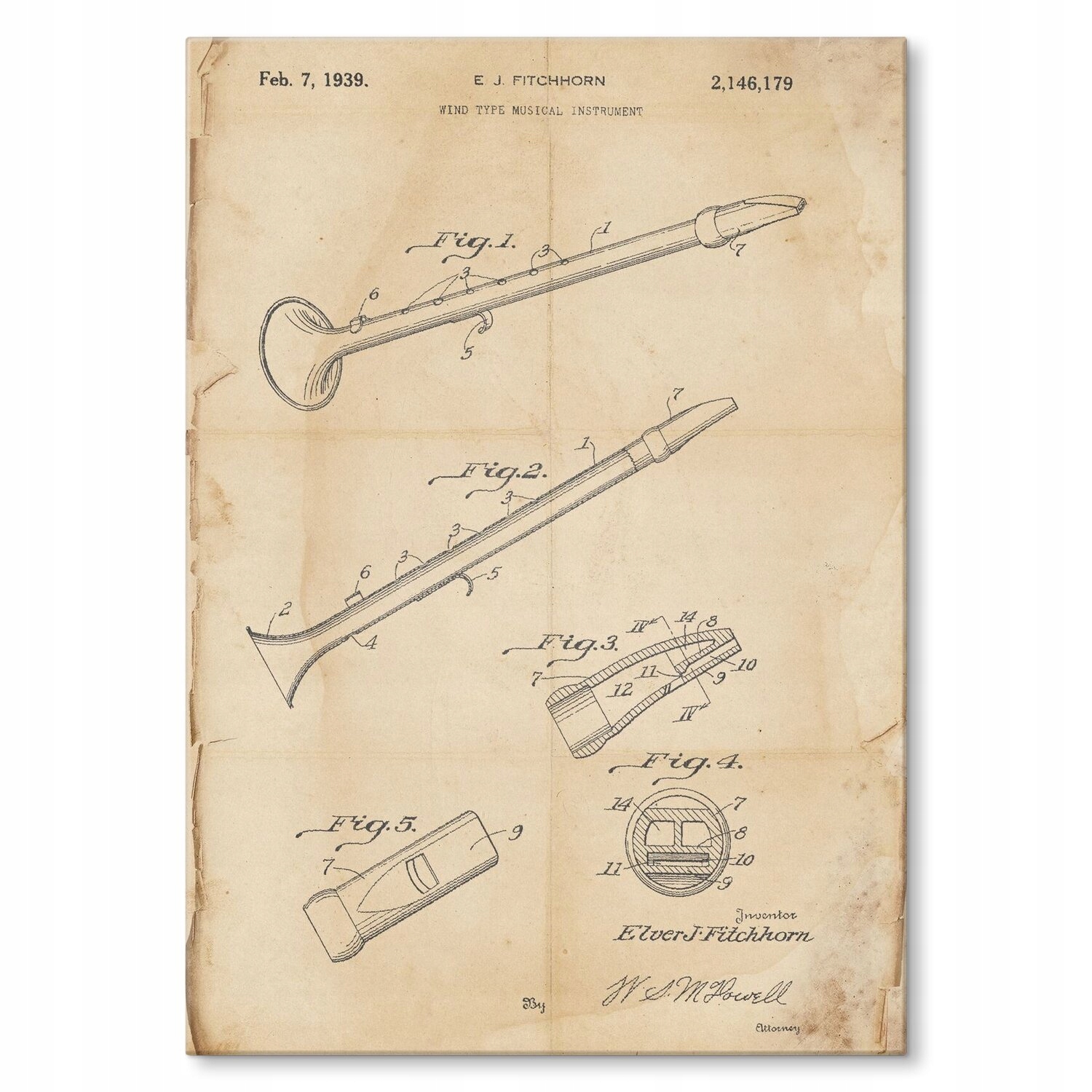 Kovový plakát Flute Musical Retro Šidítko Plech 42 x 59,4 cm Dárek