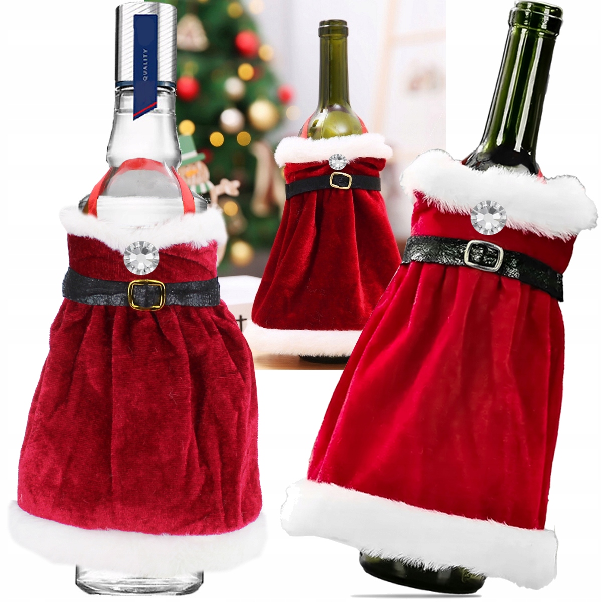 POKROWIEC ŚWIĄTECZNY NA WINO BUTELKĘ ETUI ŚWIĄTECZNE UBRANKO NA ŚWIĘTA