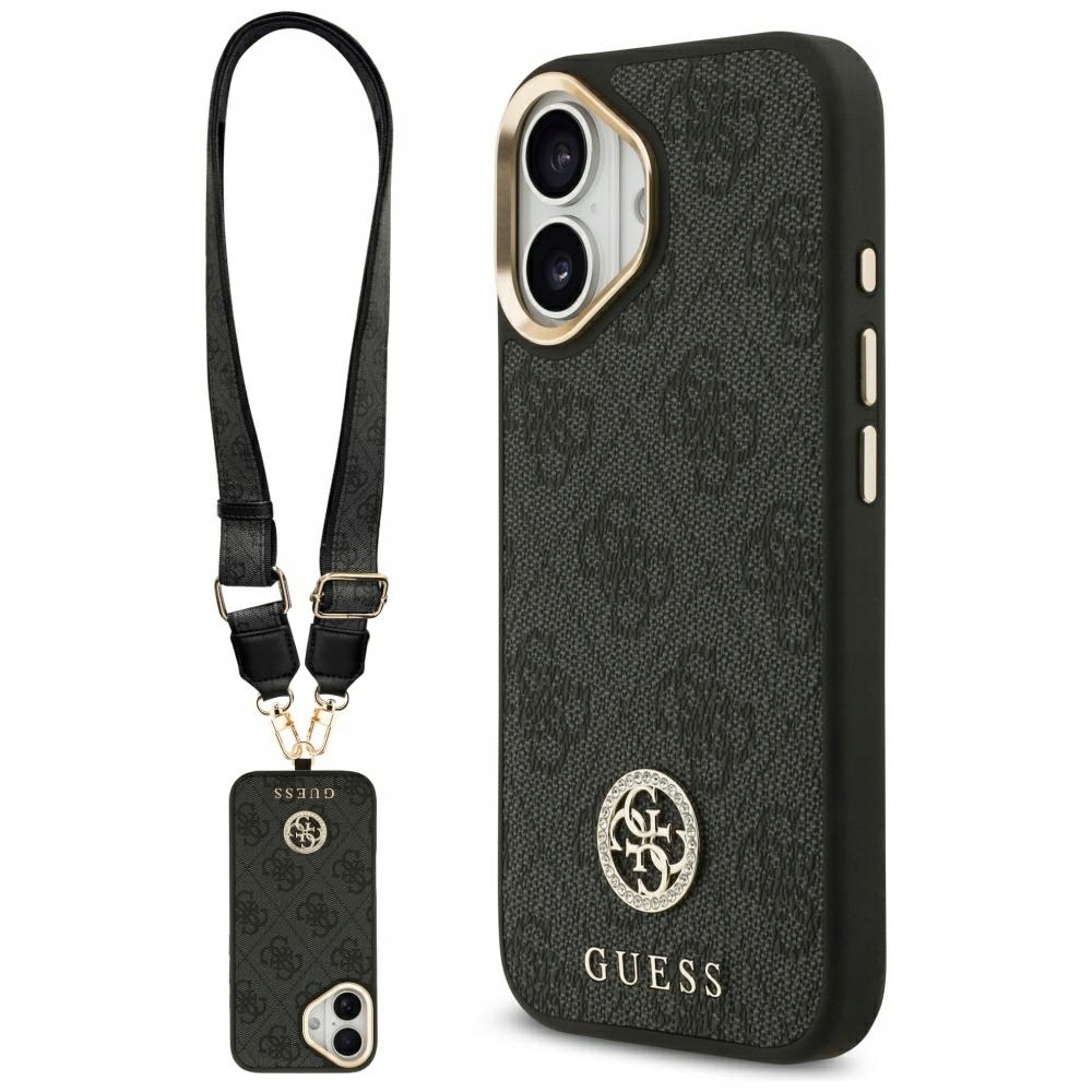 Puzdro Guess 4G MagSafe s logom Strass a veľkými kovovými gombíkmi pre iPhone 17