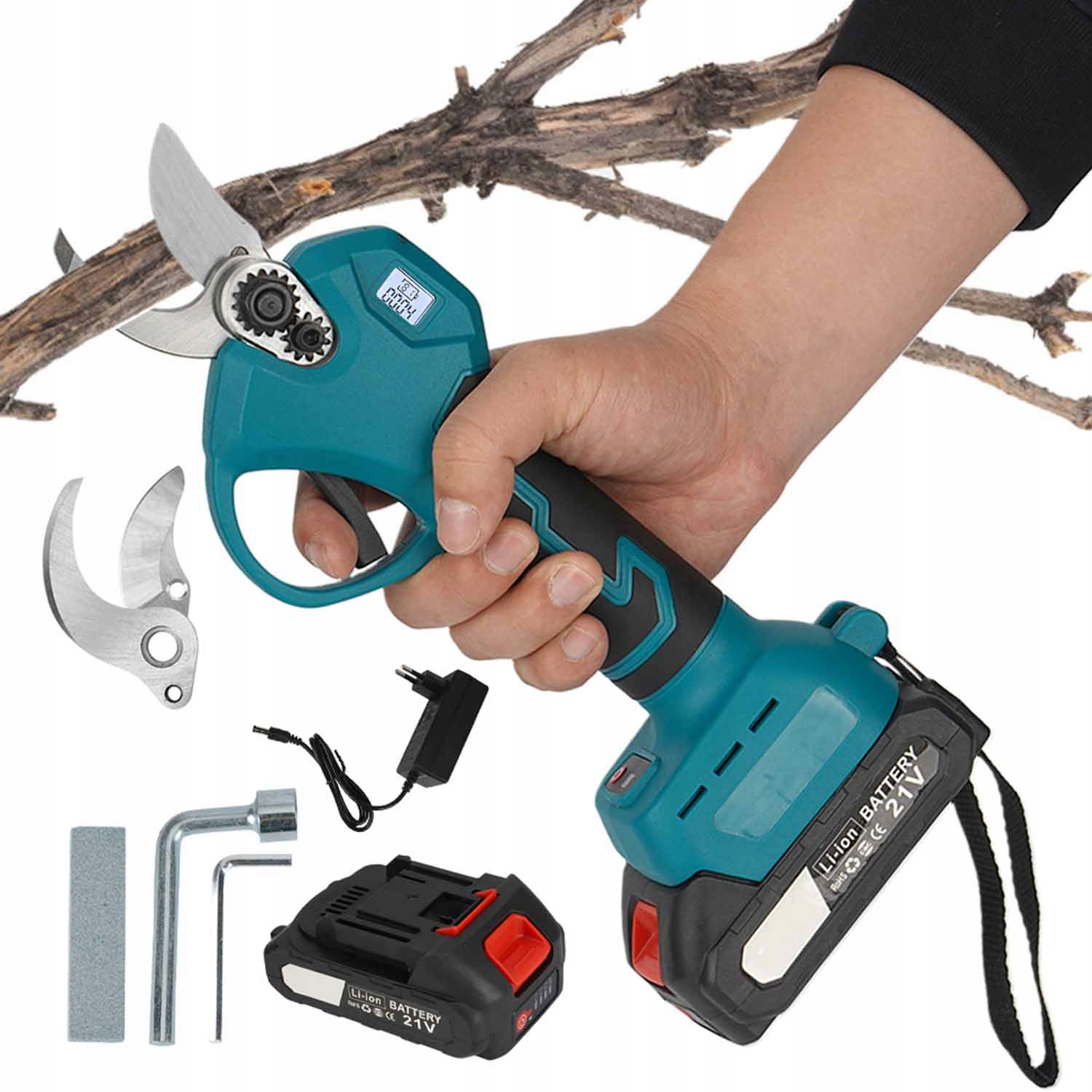 Zahradní nůžky akumulátorový Nůžky elektrické Zahradní displej 2 akumulátory