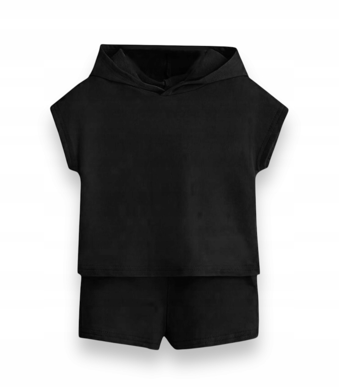92 Komplet dresowy dziecięcy krótki BLUZKA SPODENKI czarny BAWEŁNA moda