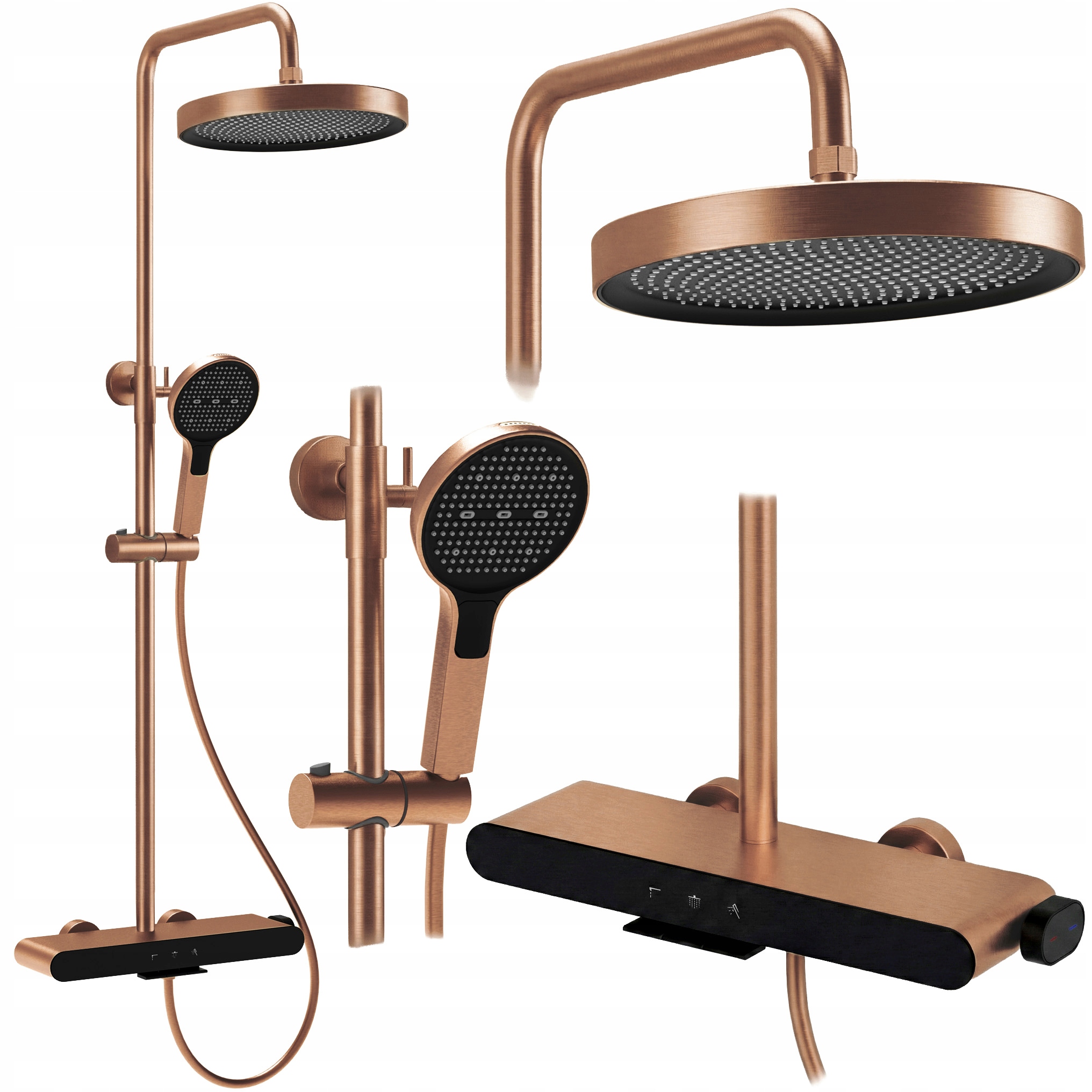 Nástenná Sprchová Súprava Rea Farel s dažďovou sprchou Meď kartáčovaná