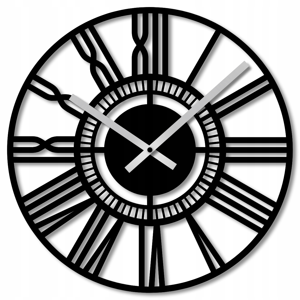 Nástěnné Hodiny 60 cm Dřevěné Nástěnné Hodiny Černé Minimalistické Kulatý