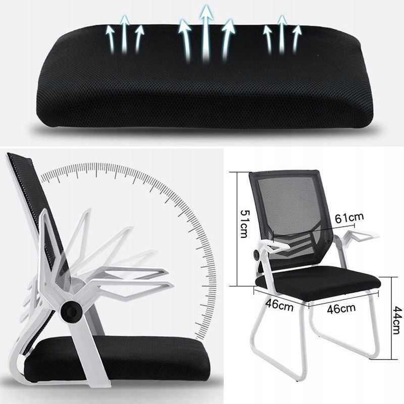 ERGONOMICZNE WYGODNE REGULOWANE KRZESŁO BIUROWE KONFERENCYJNE BIAŁE Kod producenta BF-0003