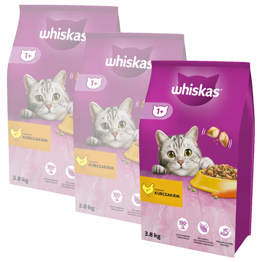 Levně Whiskas Adult Kuřecí Suché Krmivo Pro Kočky 3x3,8 kg