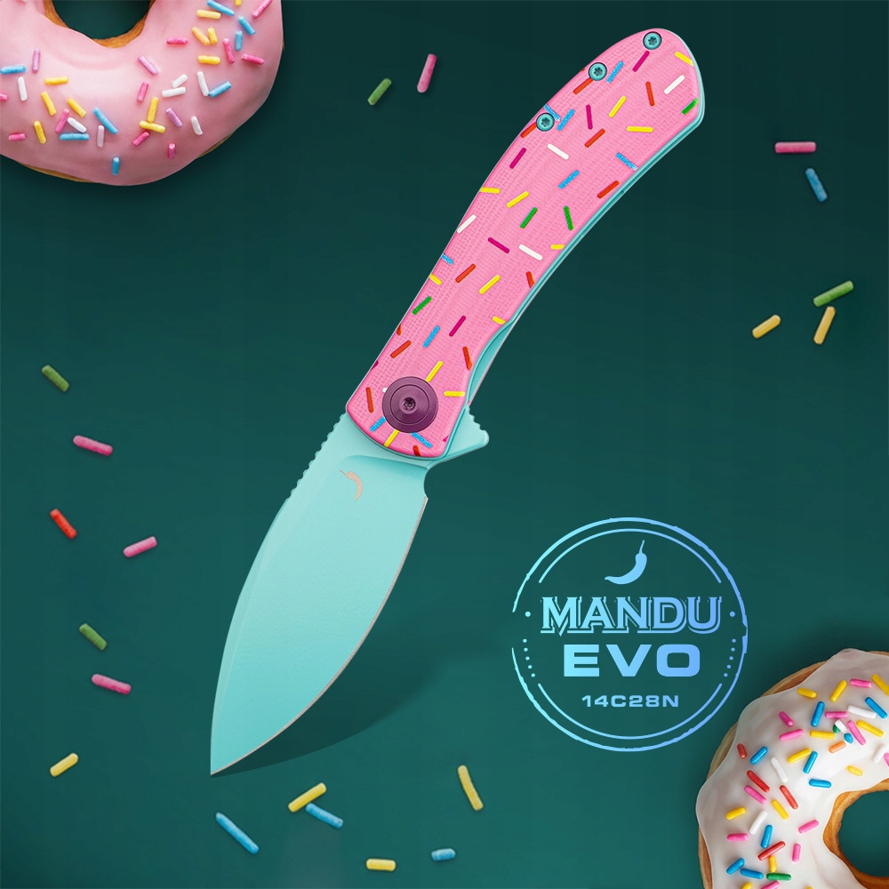 Zavírací Nůž Trollsky Mandu Evo Liner Lock Blue 14C28N Pink G10