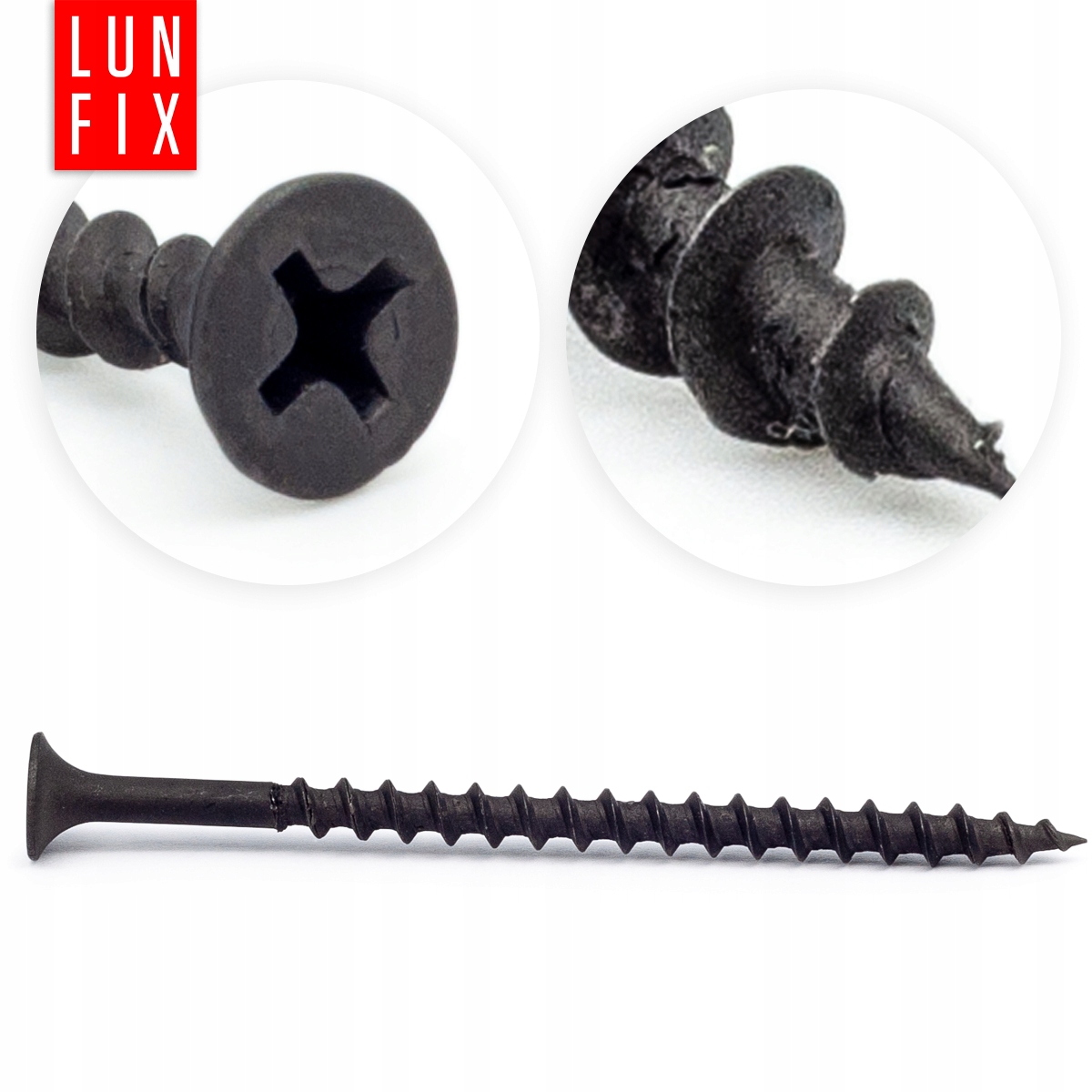 Wkręty do płyt GK 25mm 4,2x70 do drewna karton gips FOSFAT fosfatowane 1 kg Marka Lun Fix