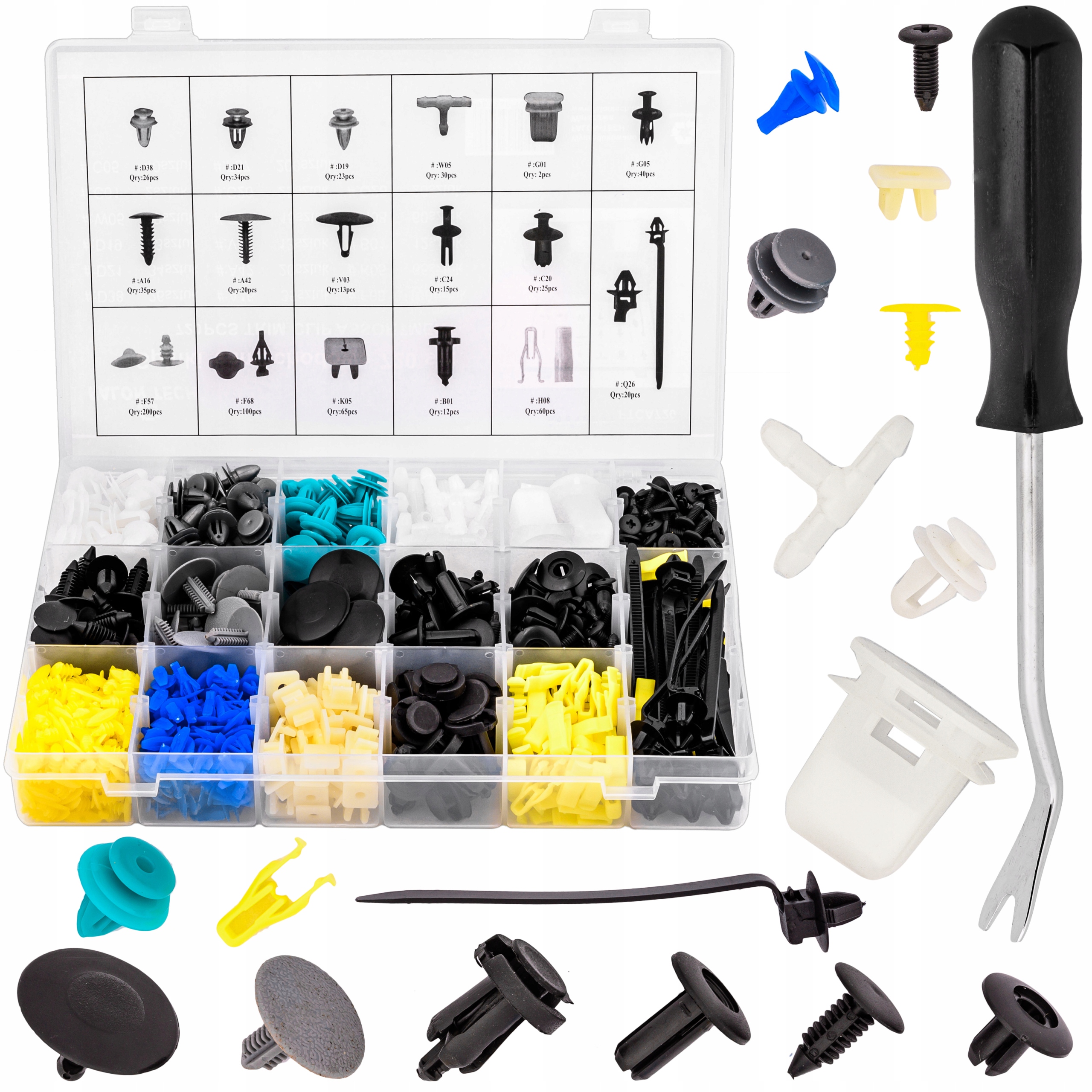 

Zestaw Spinki Kołki Samochodowe 730 szt Ściągacz