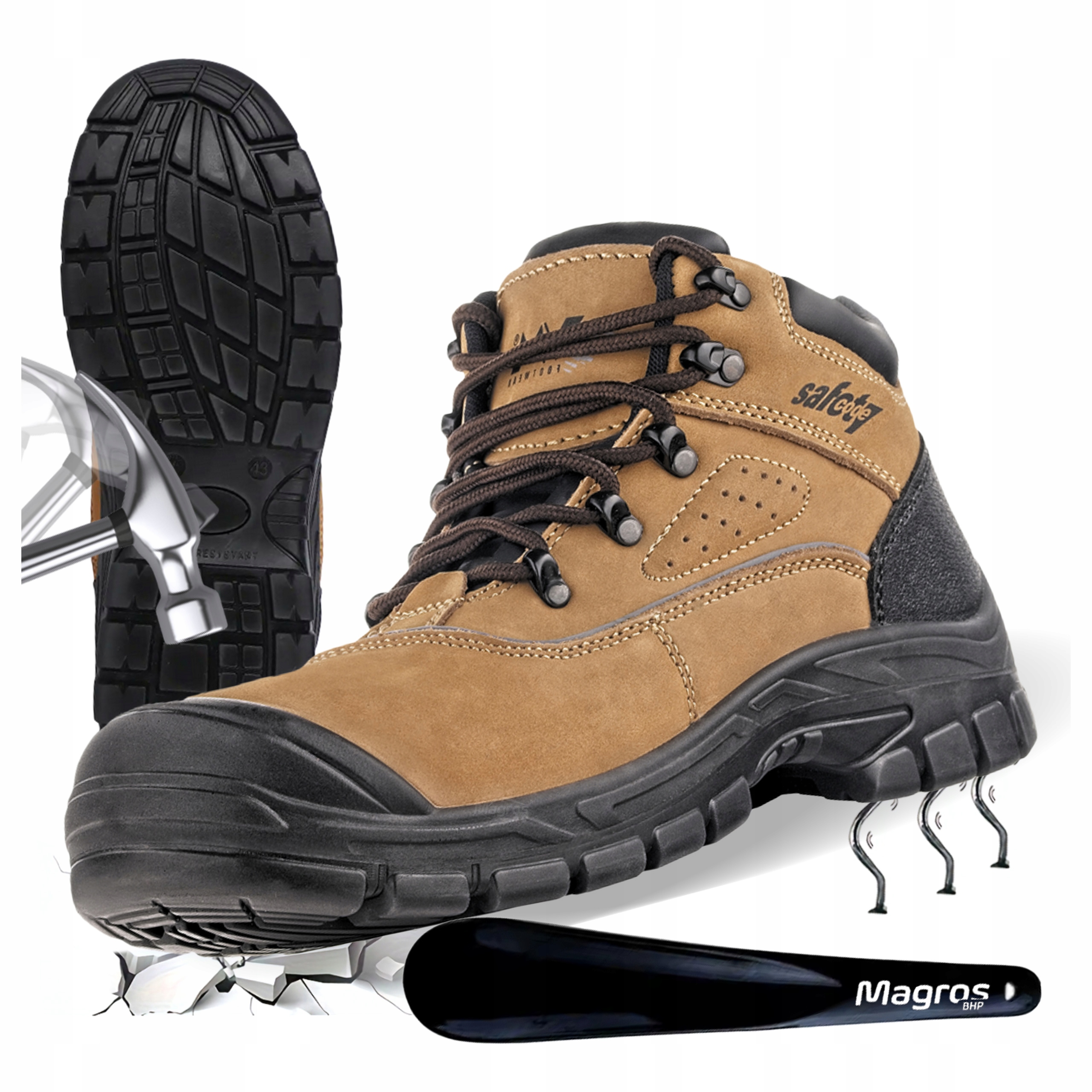 Pánské pracovní boty Zvedací vložka bez kovu Obuv Bozp VM Damask S3 Src