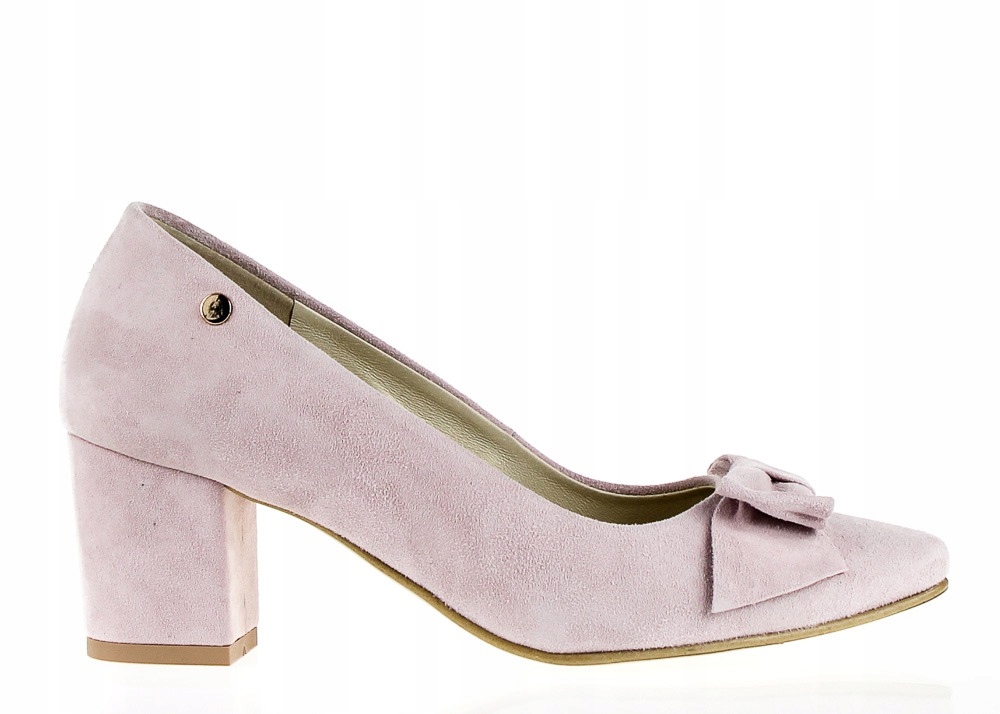 Lodičky Na Nízkém Podpatku Semiš Mašle Pudrové 37