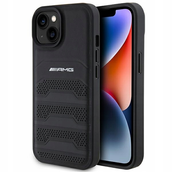 Amg AMHCP15MGSEBK iPhone 15 Plus 14 Plus 6,7" černo/černé pevné pouzdro kožené