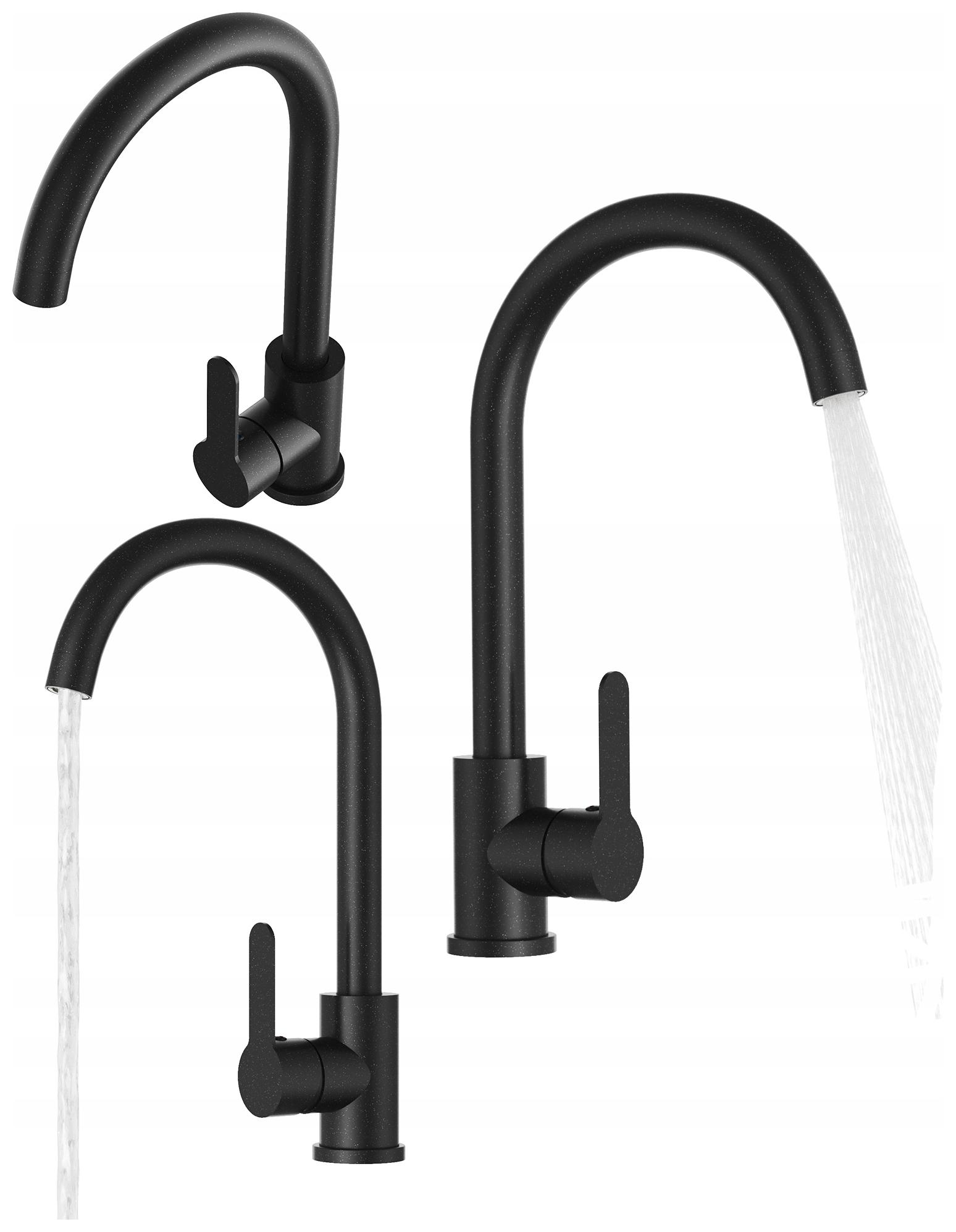 Kuchynská Batéria Čierna Škvrnitá So Zaobleným Výtokom Prestige Plus Kohútik