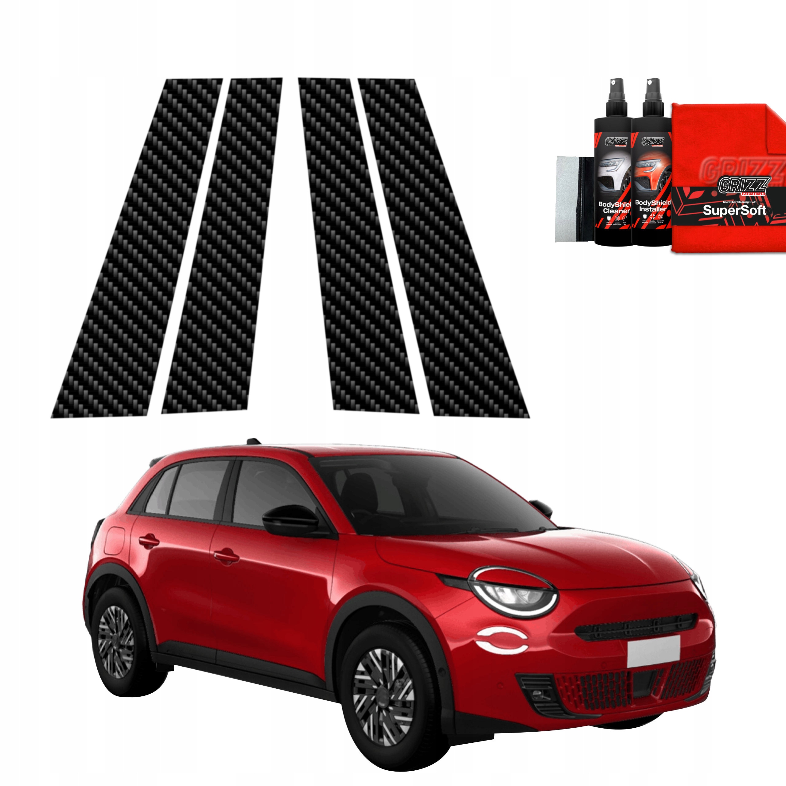 4v1 Fólie na sloupky pro Fiat 600 (2023-2025)