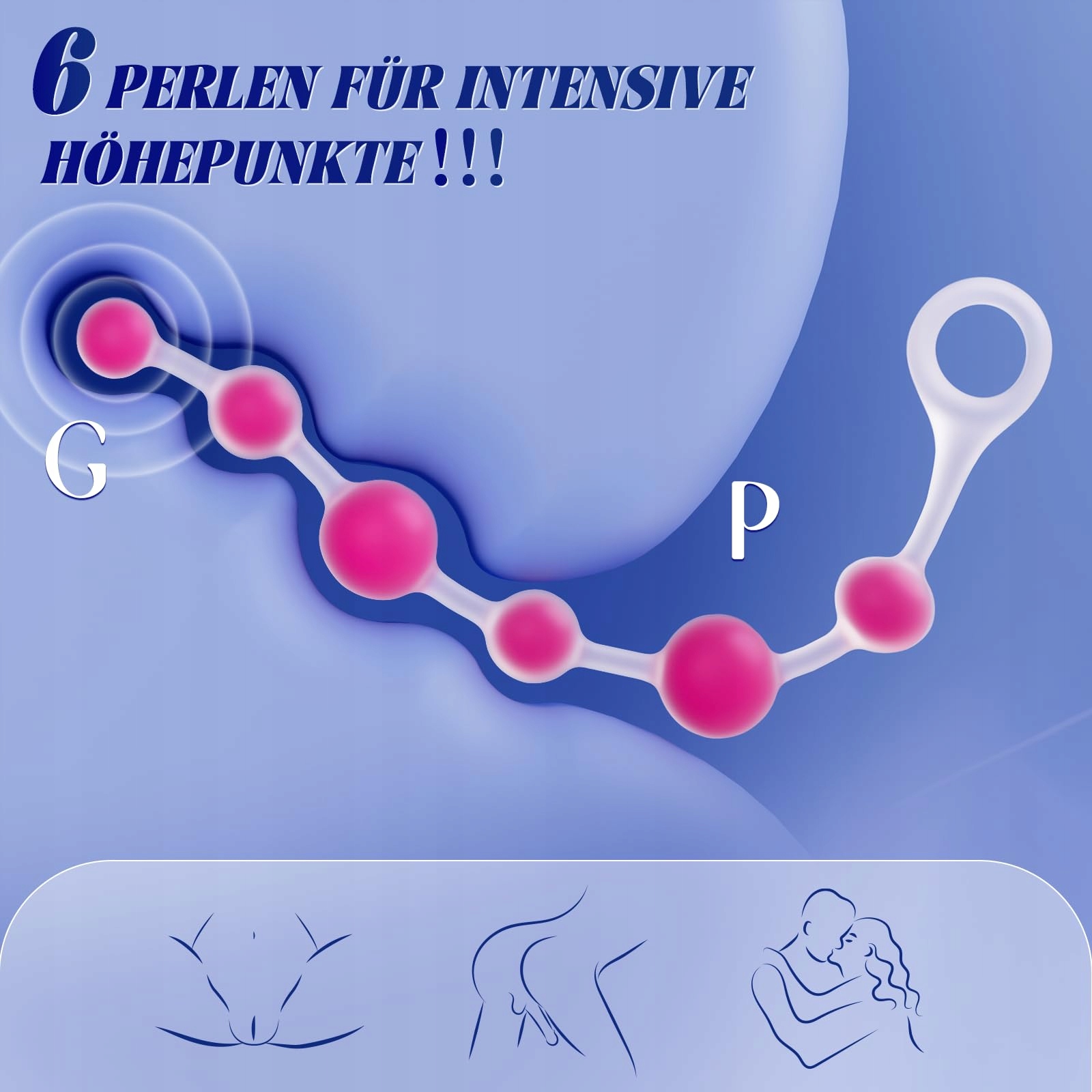 FLÜSSIGSILIKON Analkugeln Analplug 6 Koralików dla Mężczyzn i Kobiet — miniatura 2