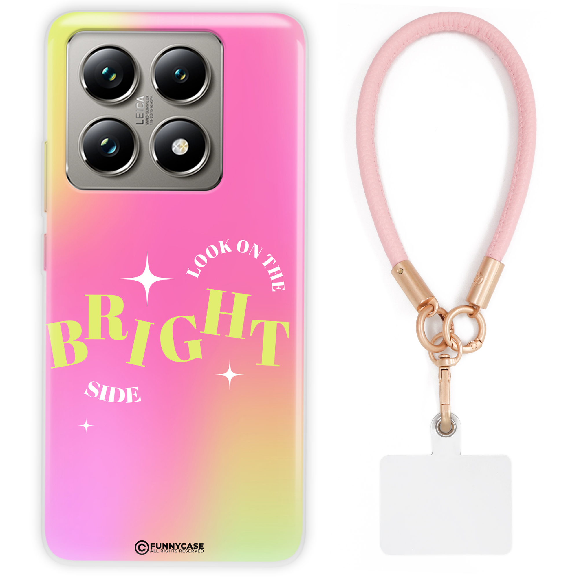 Pouzdro Pro Xiaomi 14T Pro Case Ženské Afirmace Růžová Kožené Vodítko Vzory