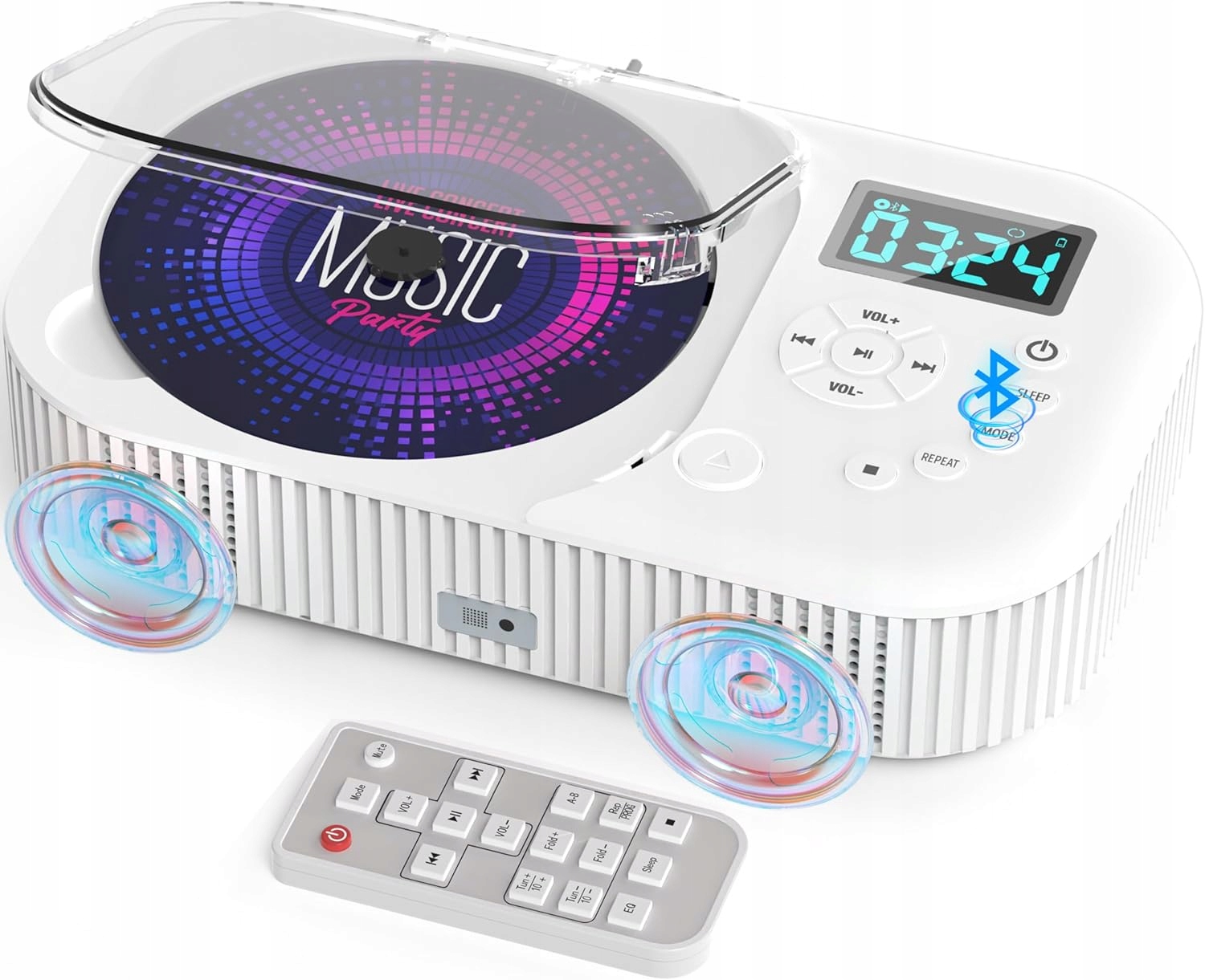 Přehrávač CD Greadio CD318 Přenosný Bluetooth Usb Aux 2000 Mah LCD Dálkové Ovládání