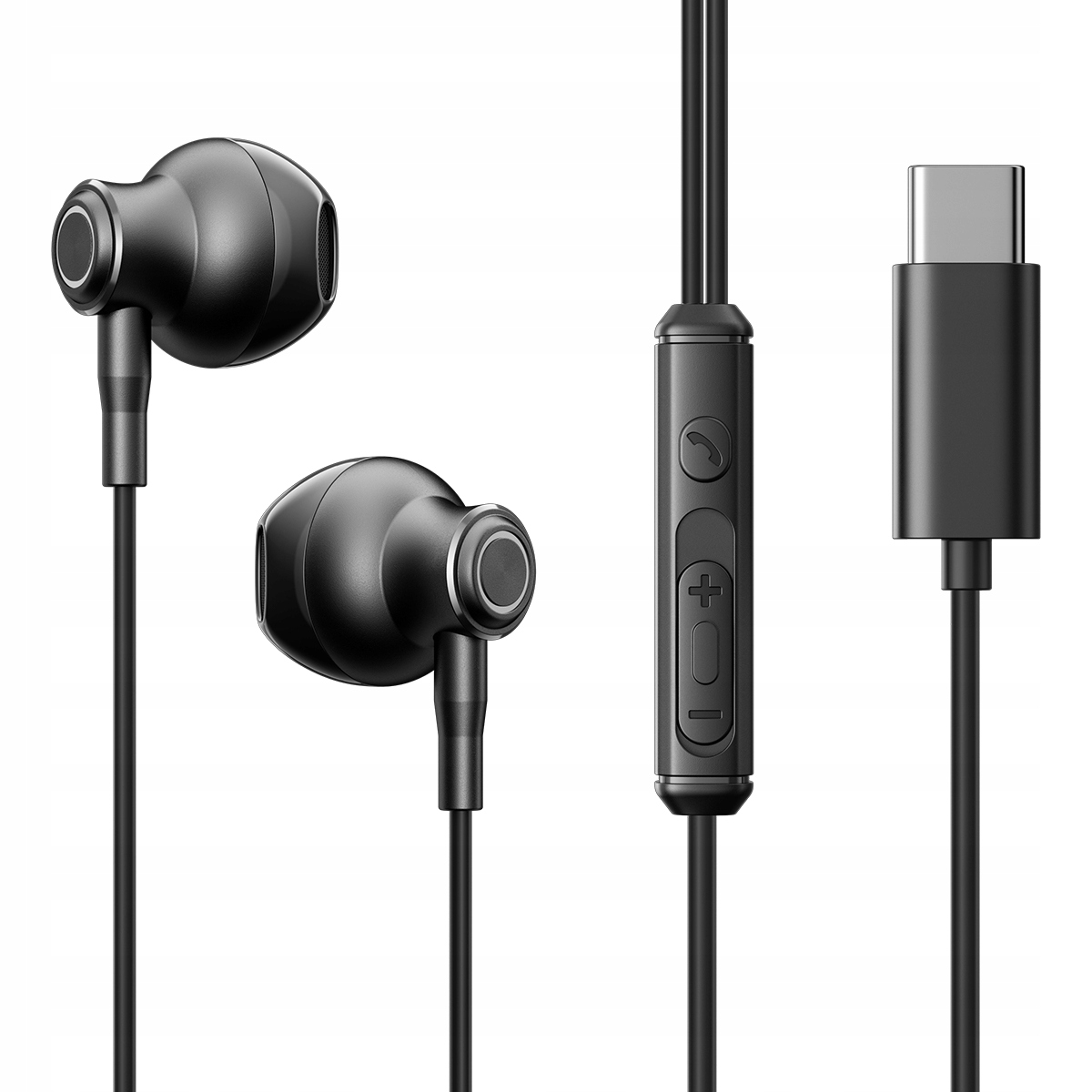 Słuchawki douszne Usb- C Joyroom Type- C Series Jr- EC07 metalowe czarne