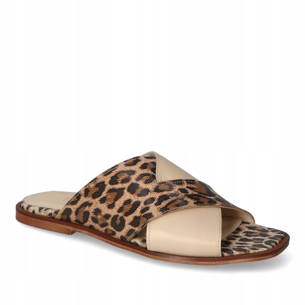 Nazouváky Tuomo Béžová kožené pantofle 38