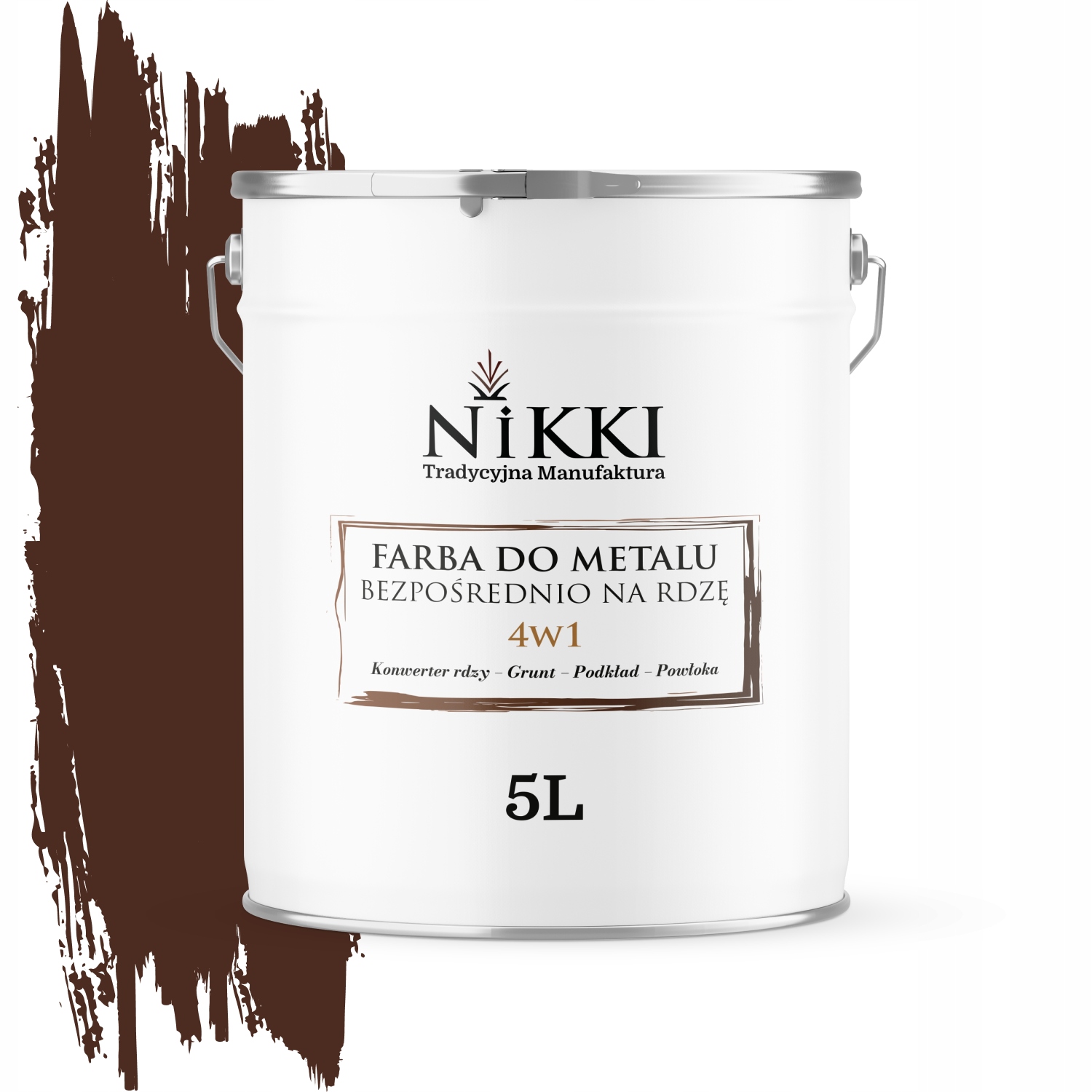 Farba Do Metalu Prosto Na Rdzę Ocynk 4w1 Brązowy Ciepły Ral 8016 Mat 5L