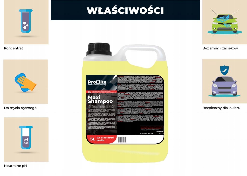 ProElite Maxi Shampoo WYDAJNY Szampon płyn do mycia auta samochodu 5L Numer katalogowy producenta PRE052