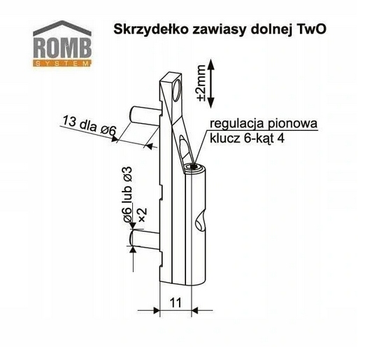 ZAWIAS DOLNY DO OKNA ROMB FEWB Kod producenta STARY TYP ZAWIAS