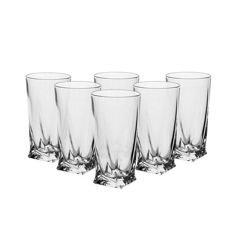 BOHEMIA QUADRO Zestaw Komplet 6 Szklanek Do drinków Napojów SZKLANKI 350 ml Kolor bezbarwny