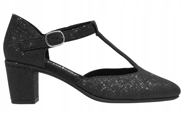 Rieker Dámské Černé Brokátové Lodičky Na Podpatku, Velikost 39