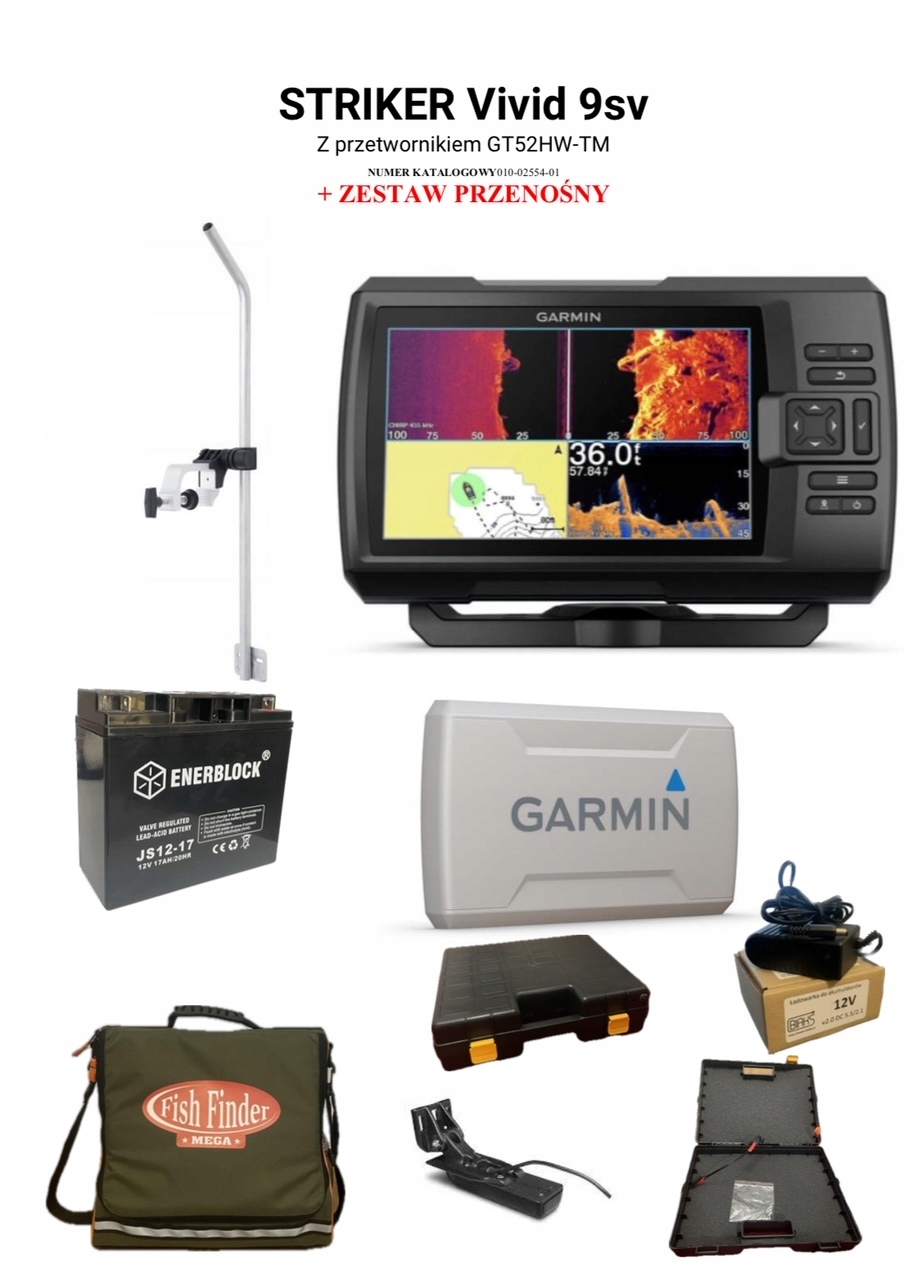 Echosonda Garmin Striker Vivid 9sv z GT52HW Zestaw Zielona Torba 1