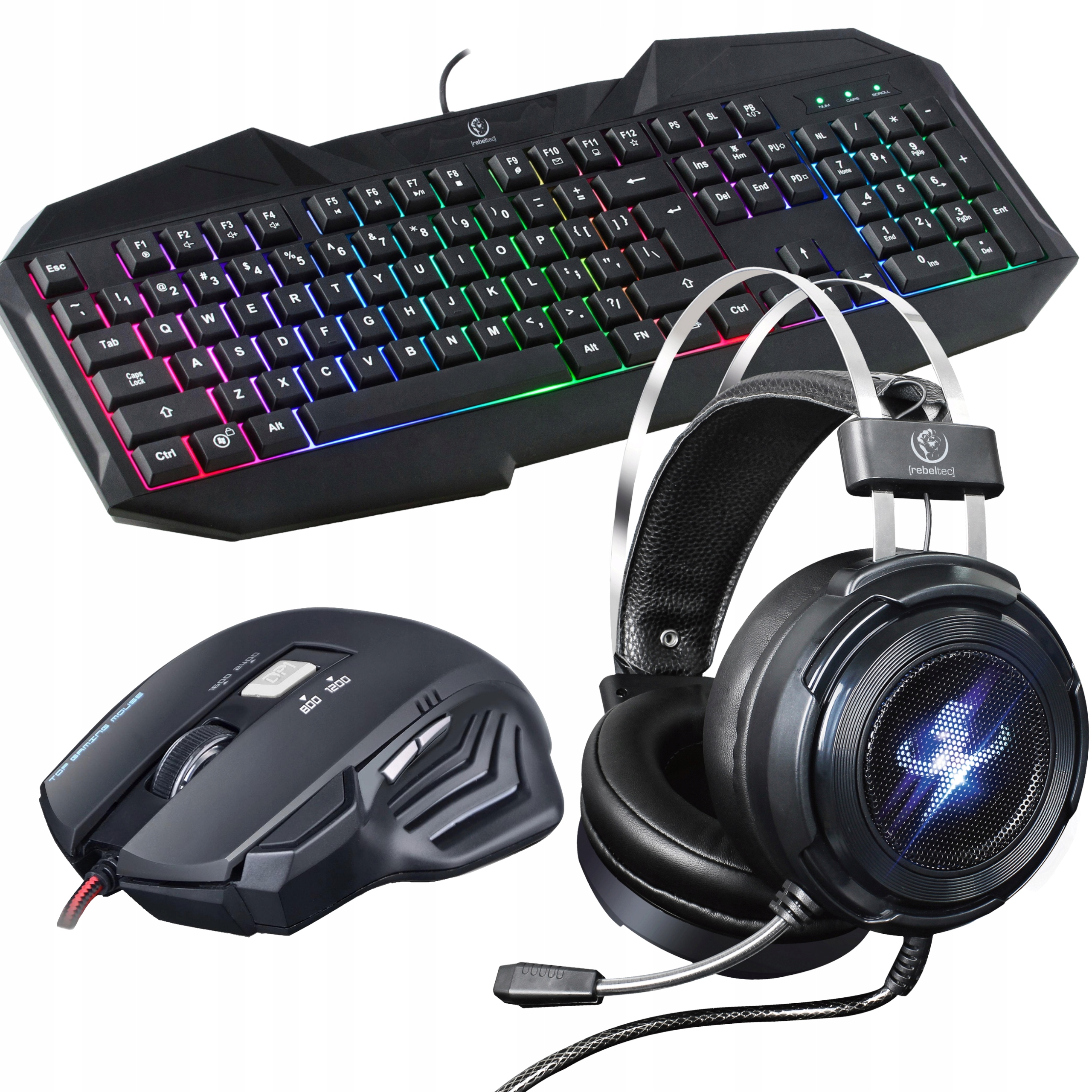 ZESTAW GAMINGOWY KLAWIATURA+MYSZ+SŁUCHAWKI 7.1 USB