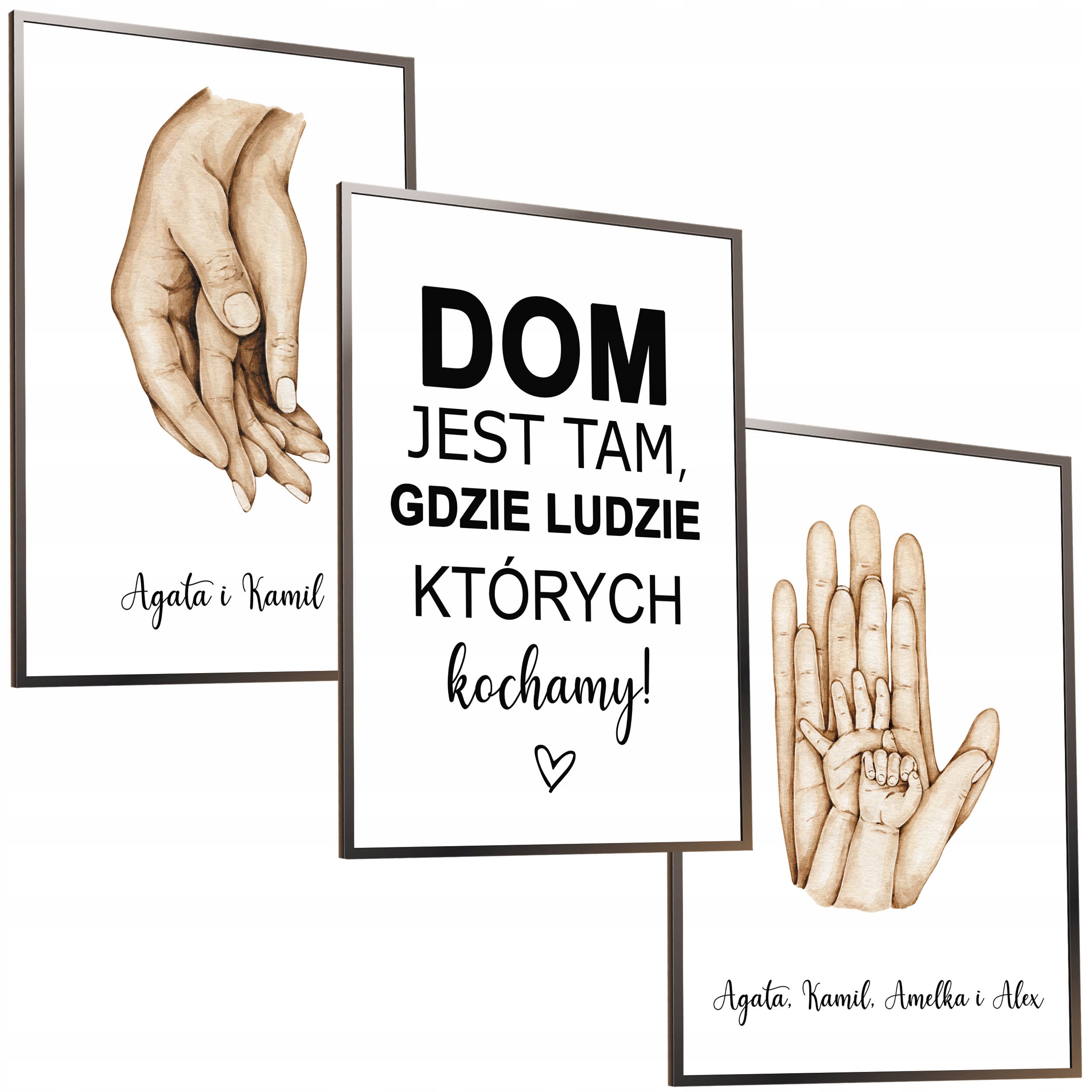 50x40 ZESTAW OBRAZY W RAMIE PLAKAT RAMKA DŁONIE RODZINA MIŁOŚĆ LOVE DZIECKO Marka inna