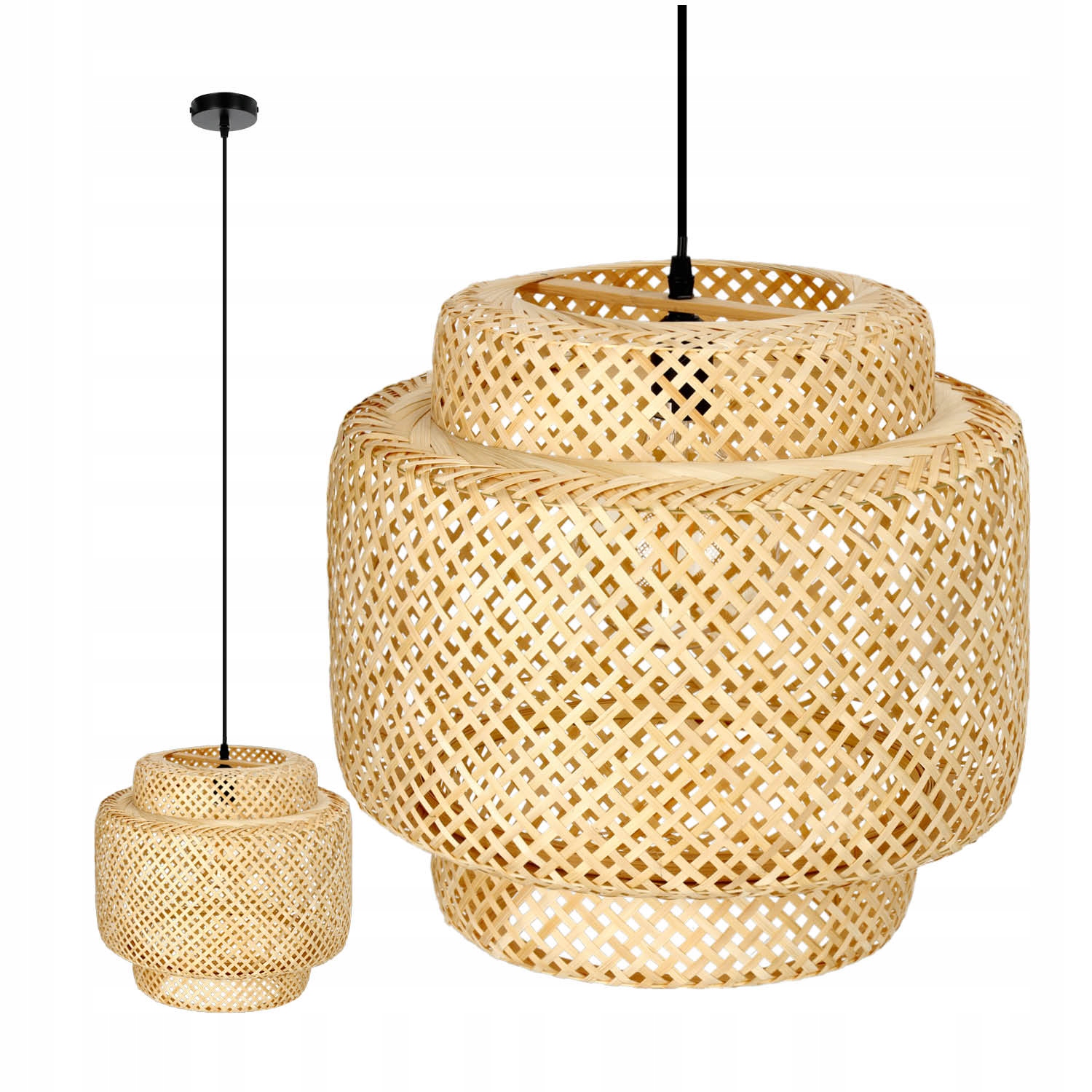 Závěsná lampa Boho Bonn 40 cm pletená Bambusová přírodní 1xE27 Velká