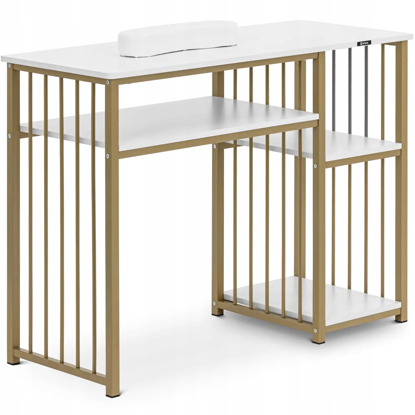 Kosmetický stůl na manikúru s opěrkou na ruce 110 x 46 cm bílo-zlatý