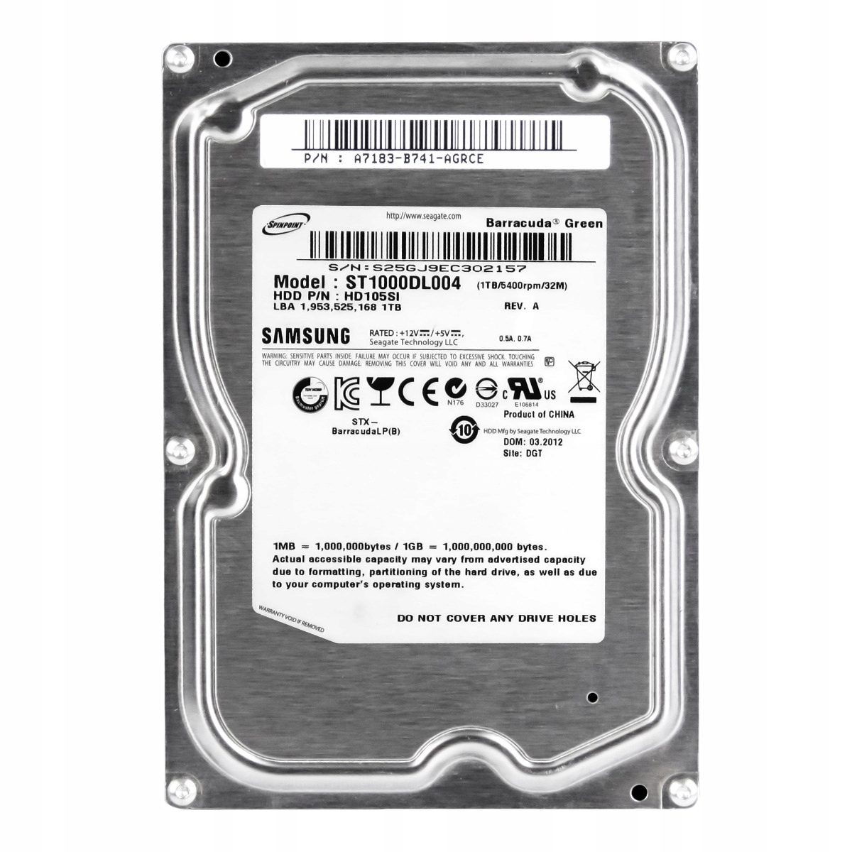 Samsung Barracuda Green 1TB 5.4K 32MB Sata II 3.5'' ST1000DL004 HD105SI