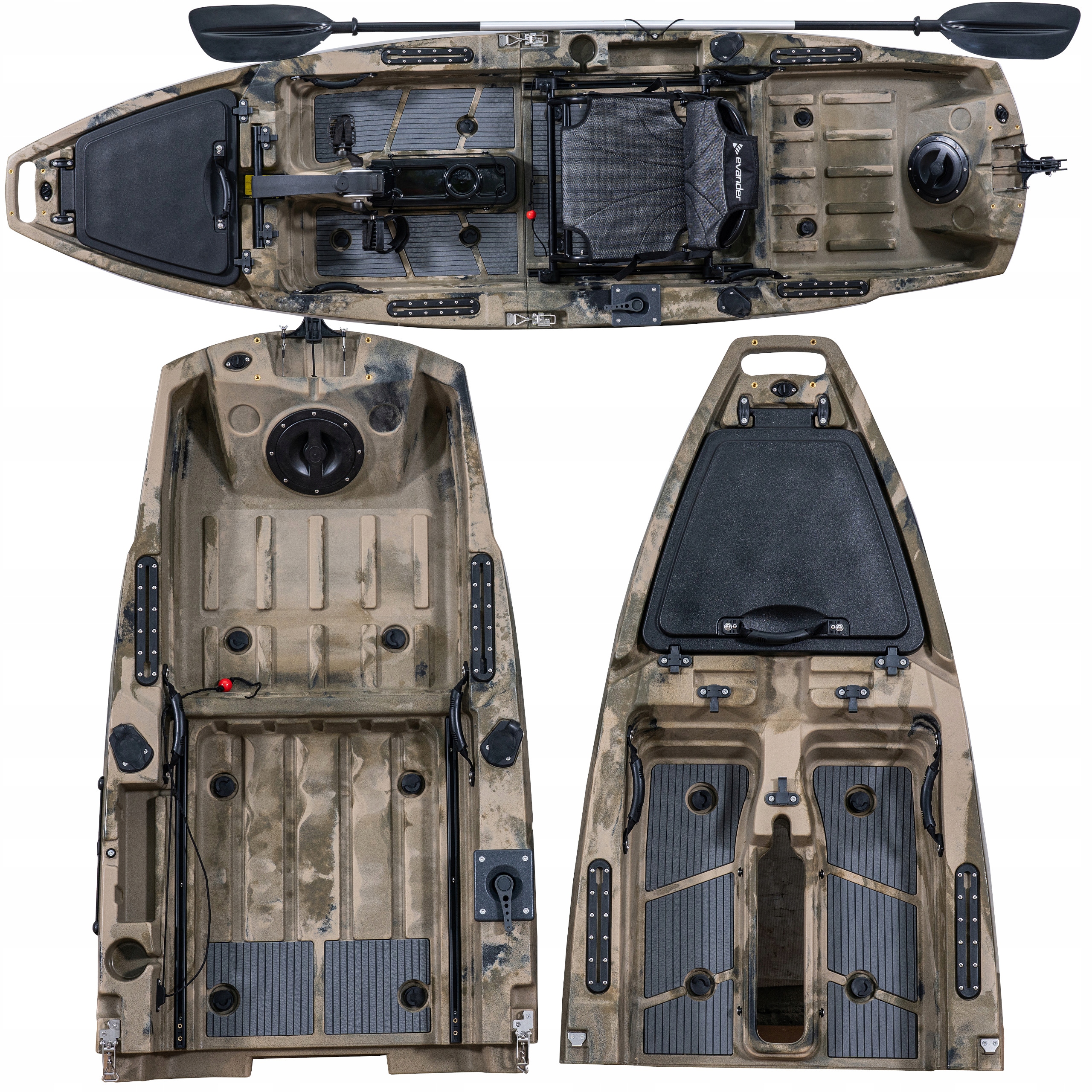 Modułowy Kajak Wędkarski Z Napędem Nożnym 300 CM Składany Kajak 2 Moduły