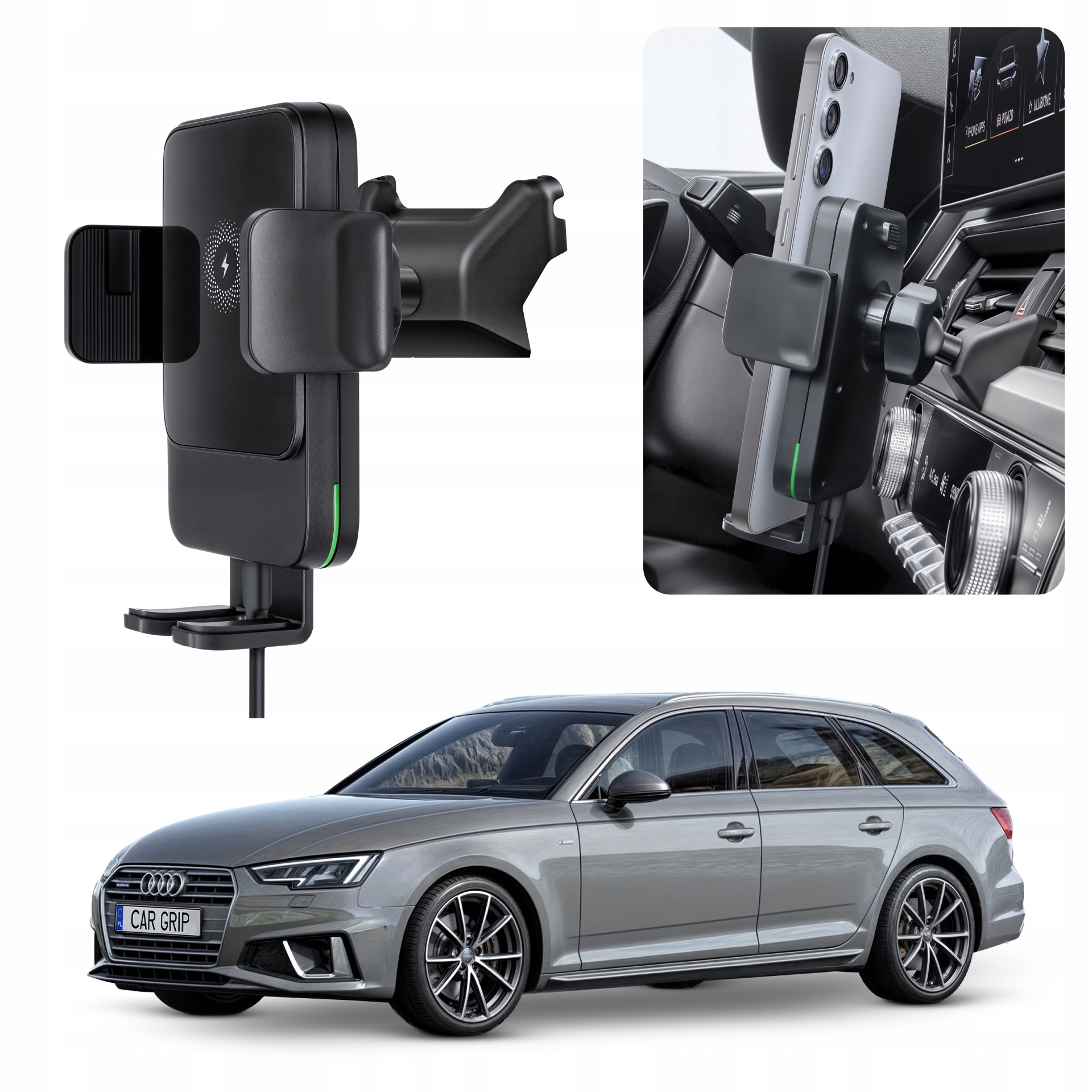 Uchwyt Grawitacyjny z ładowaniem Qc 3.0 dedykowany do Audi A4 B9 (2015-)