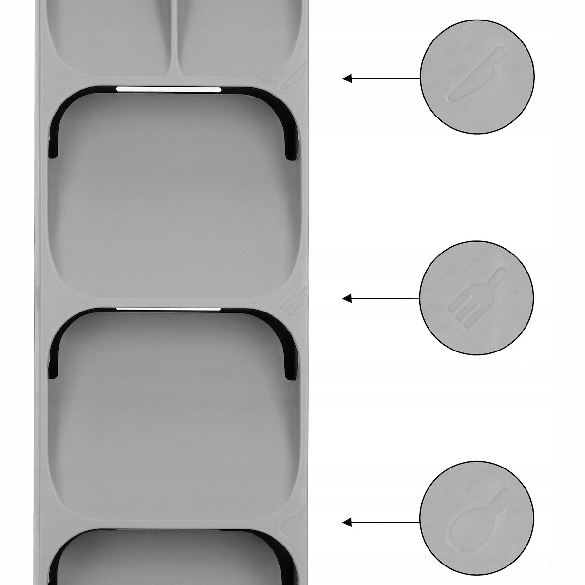 ORGANIZER DO SZUFLADY POJEMNIK NA SZTUĆCE PRZYBORY WKŁAD SZARY OCIEKACZ Marka inna
