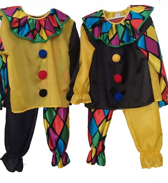 @ strój KLAUN PAJAC CLOWN arlekin 122-128 pierrot Motyw bohater