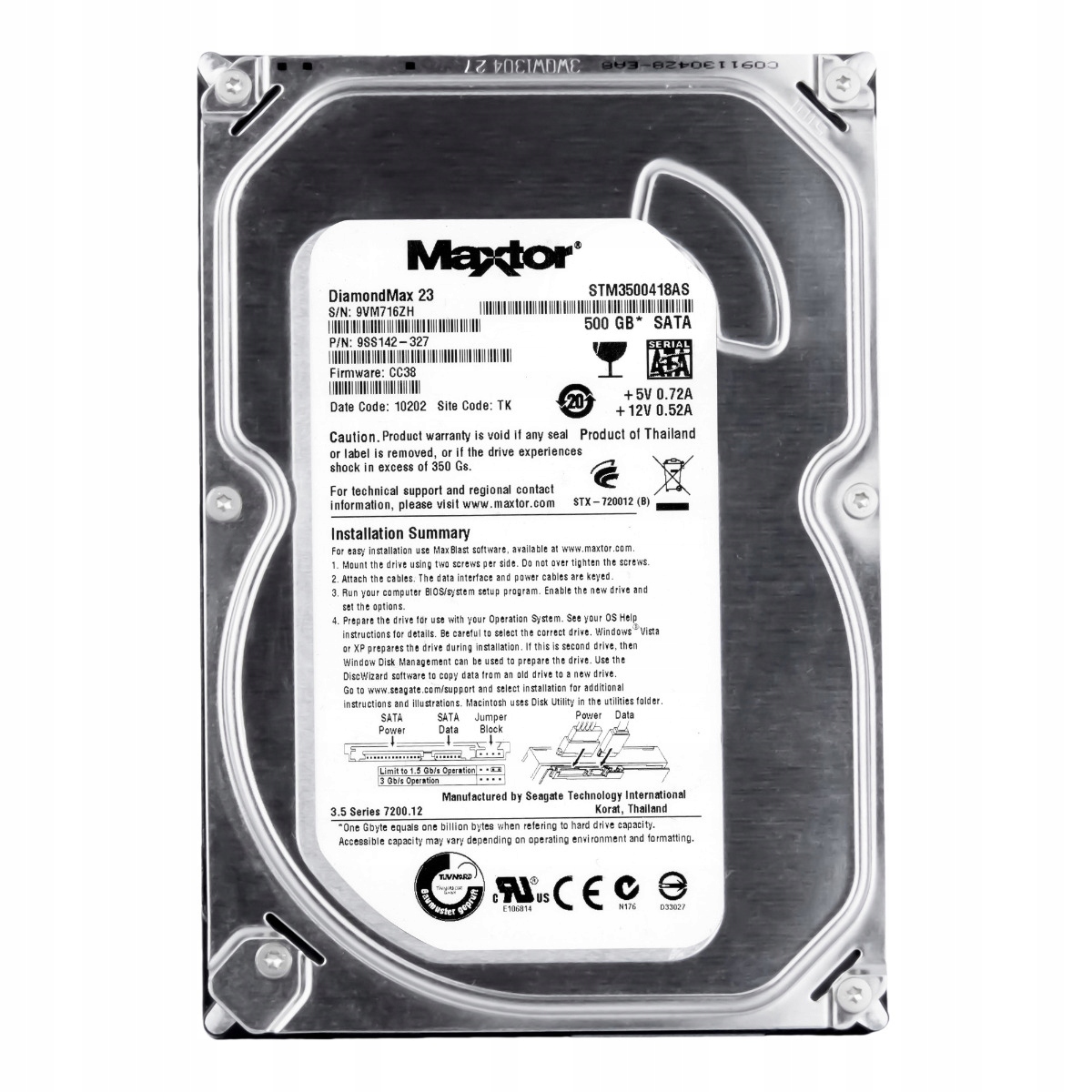 Maxtor DiamondMax 23 500GB 7.2k 16MB Sata II 3.5" STM3500418AS