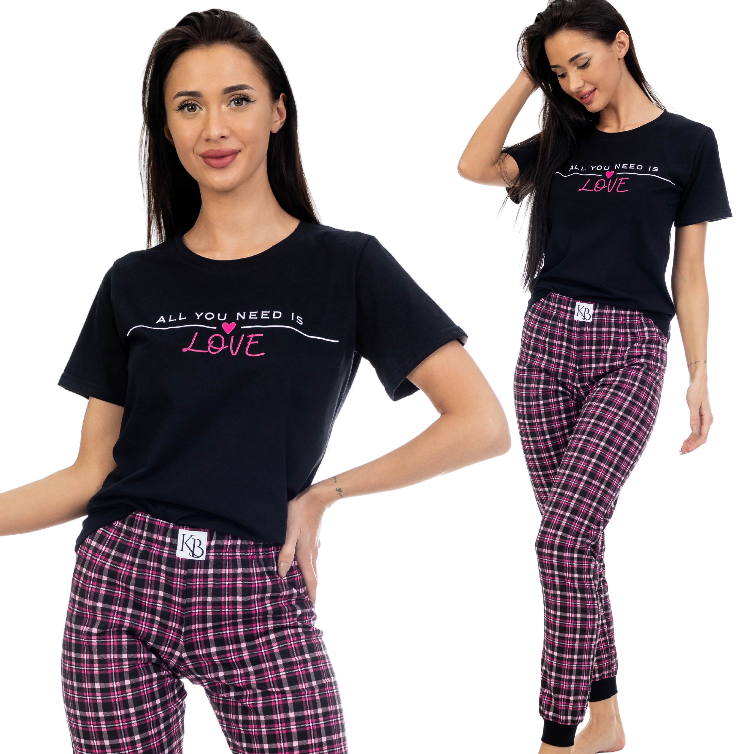 Dámské Pyžamo Bavlněné Pohodlné Pyžamový komplet Černá Dlouhá L